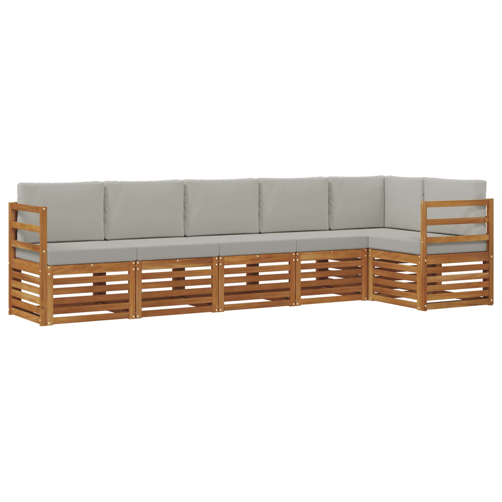 Hoekbank Set 6 pcs Natuurlijk en Lichtgrijs Massief Acaciahout is nu te koop bij PeponiXL, paradijselijk wonen!