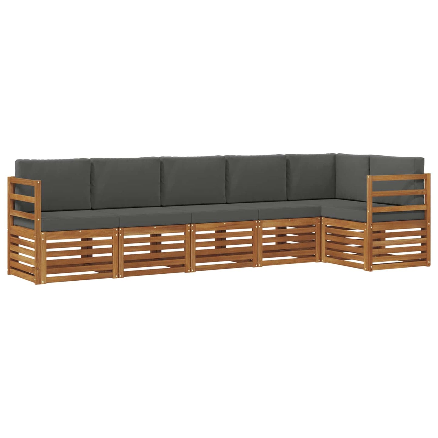 Hoekbank Set 6 pcs Natuurlijk en Antraciet Massief Acaciahout is nu te koop bij PeponiXL, paradijselijk wonen!