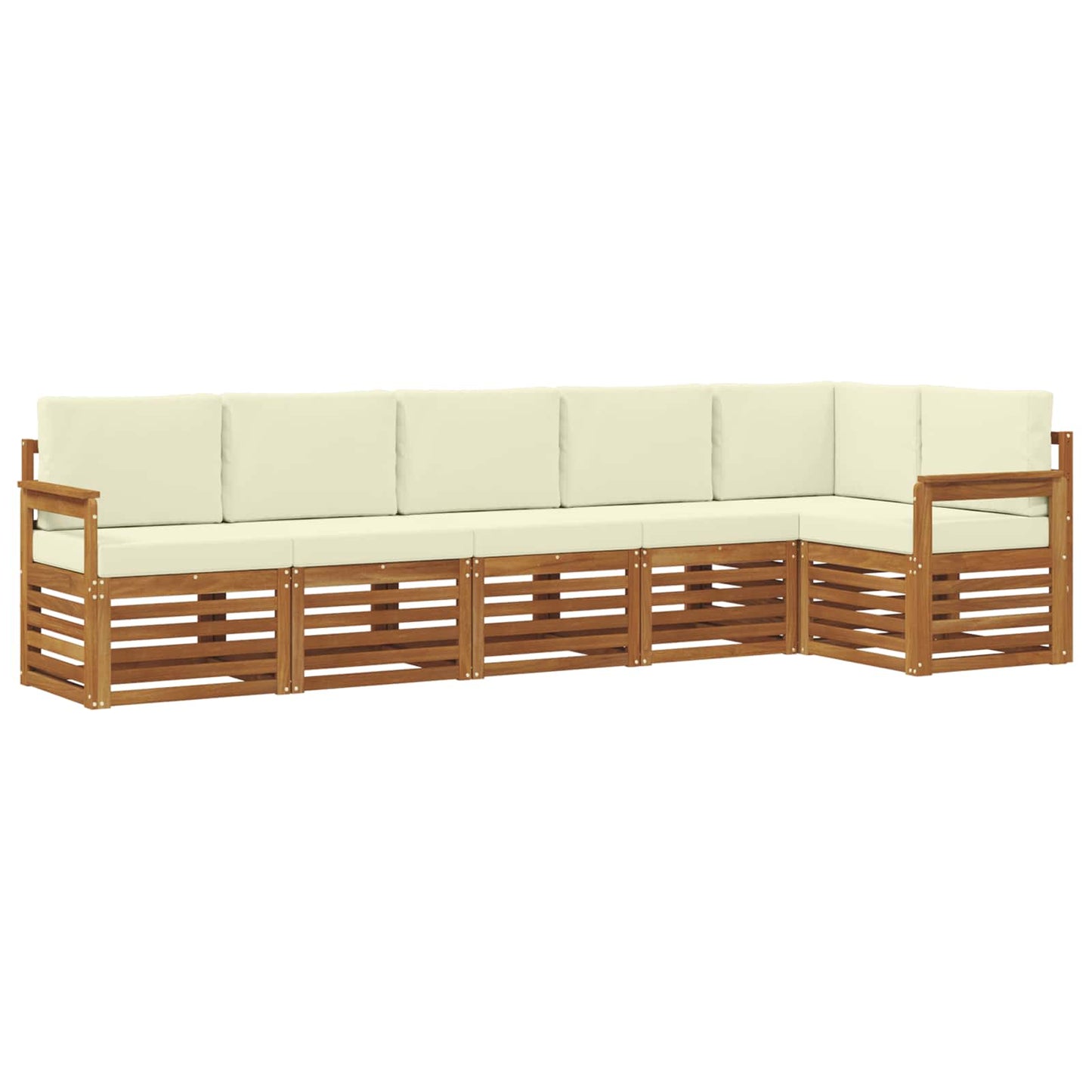 Hoekbank Set 6 pcs Natuurlijk en Crème Massief Acaciahout is nu te koop bij PeponiXL, paradijselijk wonen!