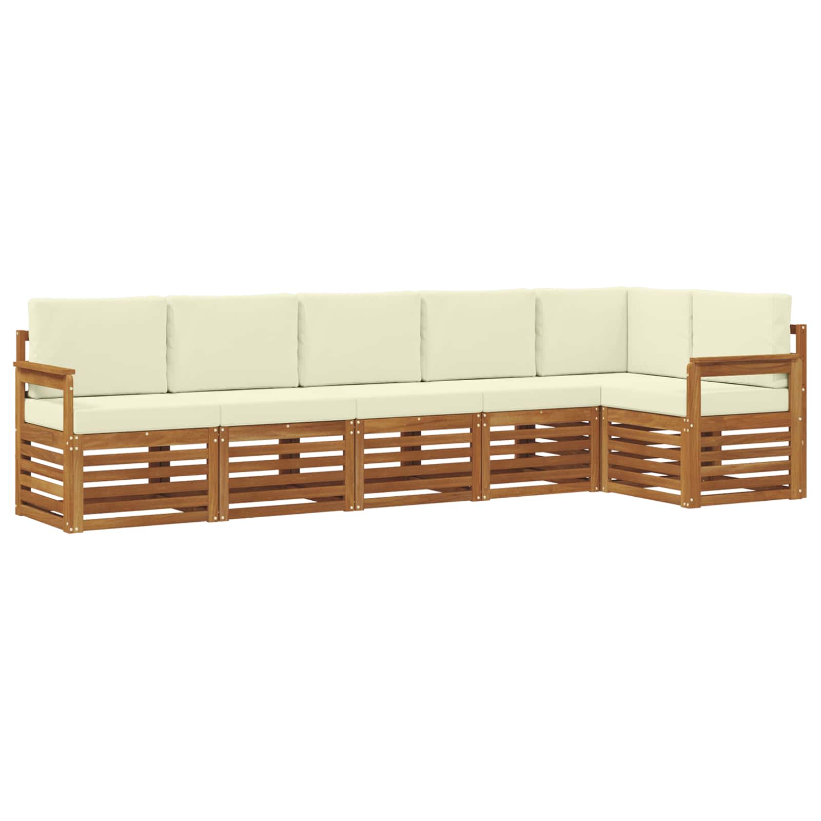 Hoekbank Set 6 pcs Natuurlijk en Crème Massief Acaciahout is nu te koop bij PeponiXL, paradijselijk wonen!