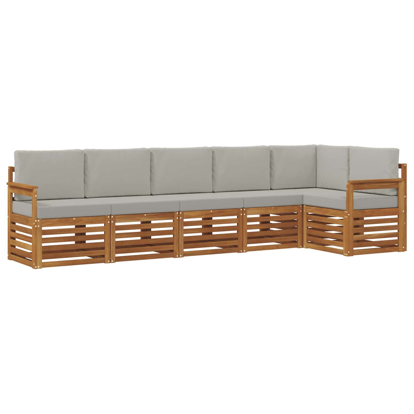 Hoekbank Set 6 pcs Natuurlijk en Lichtgrijs Massief Acaciahout is nu te koop bij PeponiXL, paradijselijk wonen!