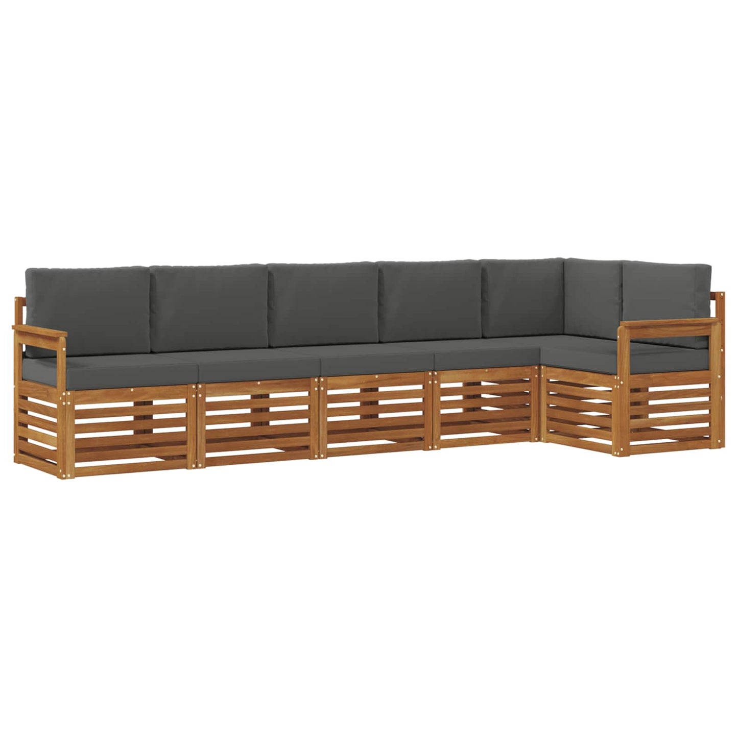 Hoekbank Set 6 pcs Natuurlijk en Antraciet Massief Acaciahout is nu te koop bij PeponiXL, paradijselijk wonen!