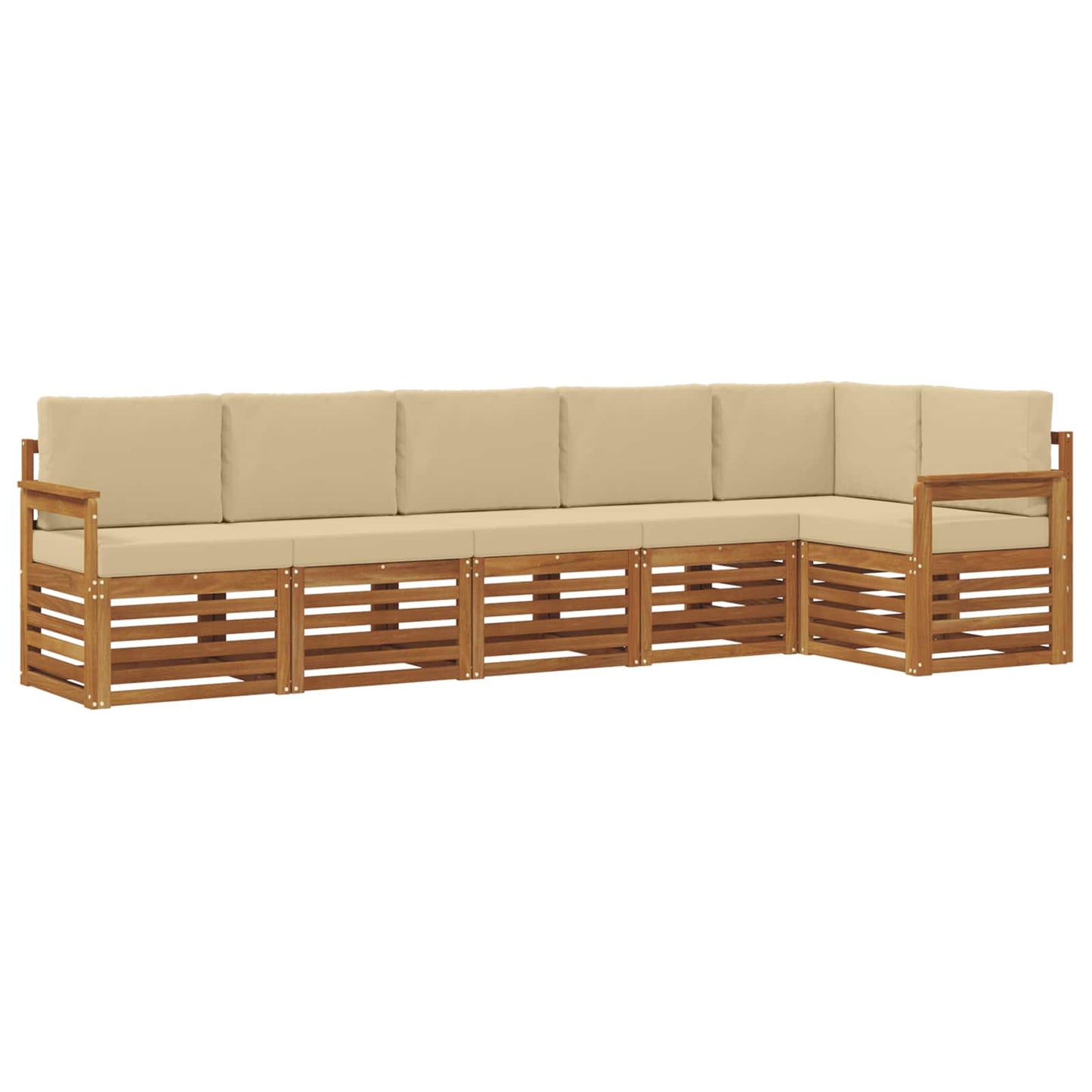 Hoekbank Set 6 pcs Natuurlijk en Beige Massief Acaciahout is nu te koop bij PeponiXL, paradijselijk wonen!