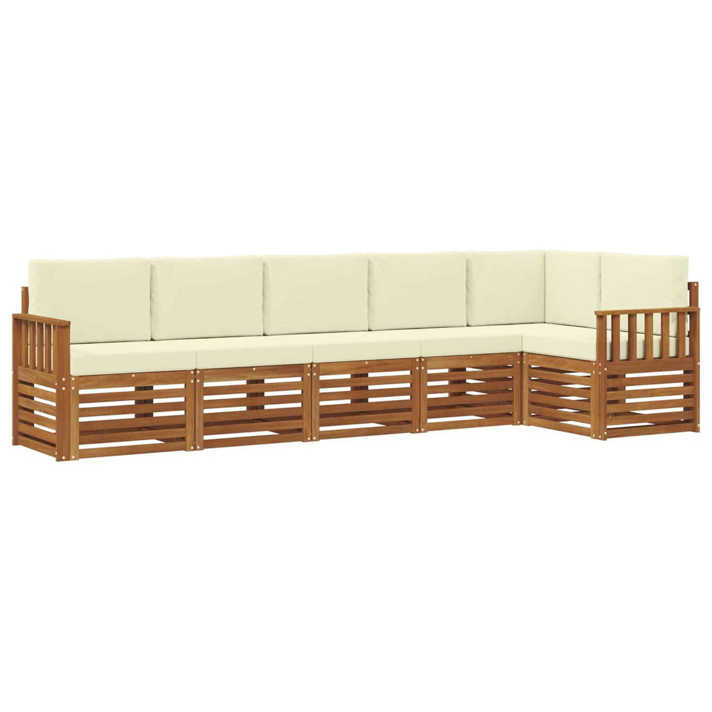 Hoekbank Set 6 pcs Natuurlijk en Crème Massief Acaciahout is nu te koop bij PeponiXL, paradijselijk wonen!