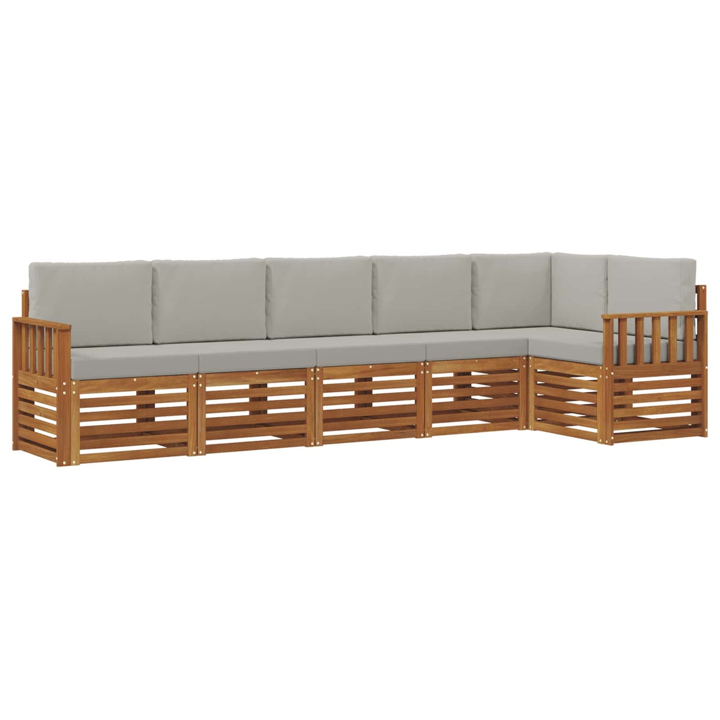 Hoekbank Set 6 pcs Natuurlijk en Lichtgrijs Massief Acaciahout is nu te koop bij PeponiXL, paradijselijk wonen!