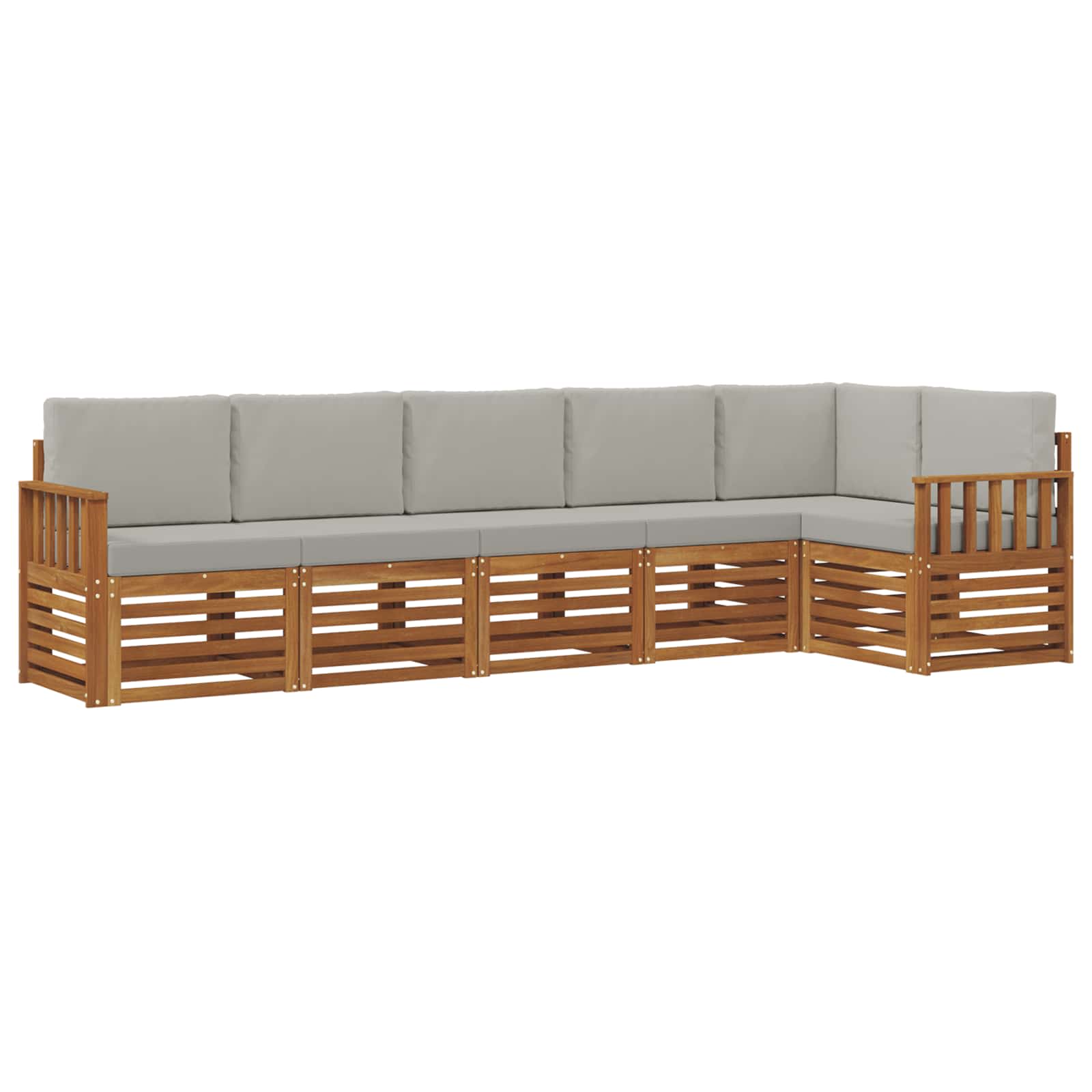 Hoekbank Set 6 pcs Natuurlijk en Lichtgrijs Massief Acaciahout is nu te koop bij PeponiXL, paradijselijk wonen!