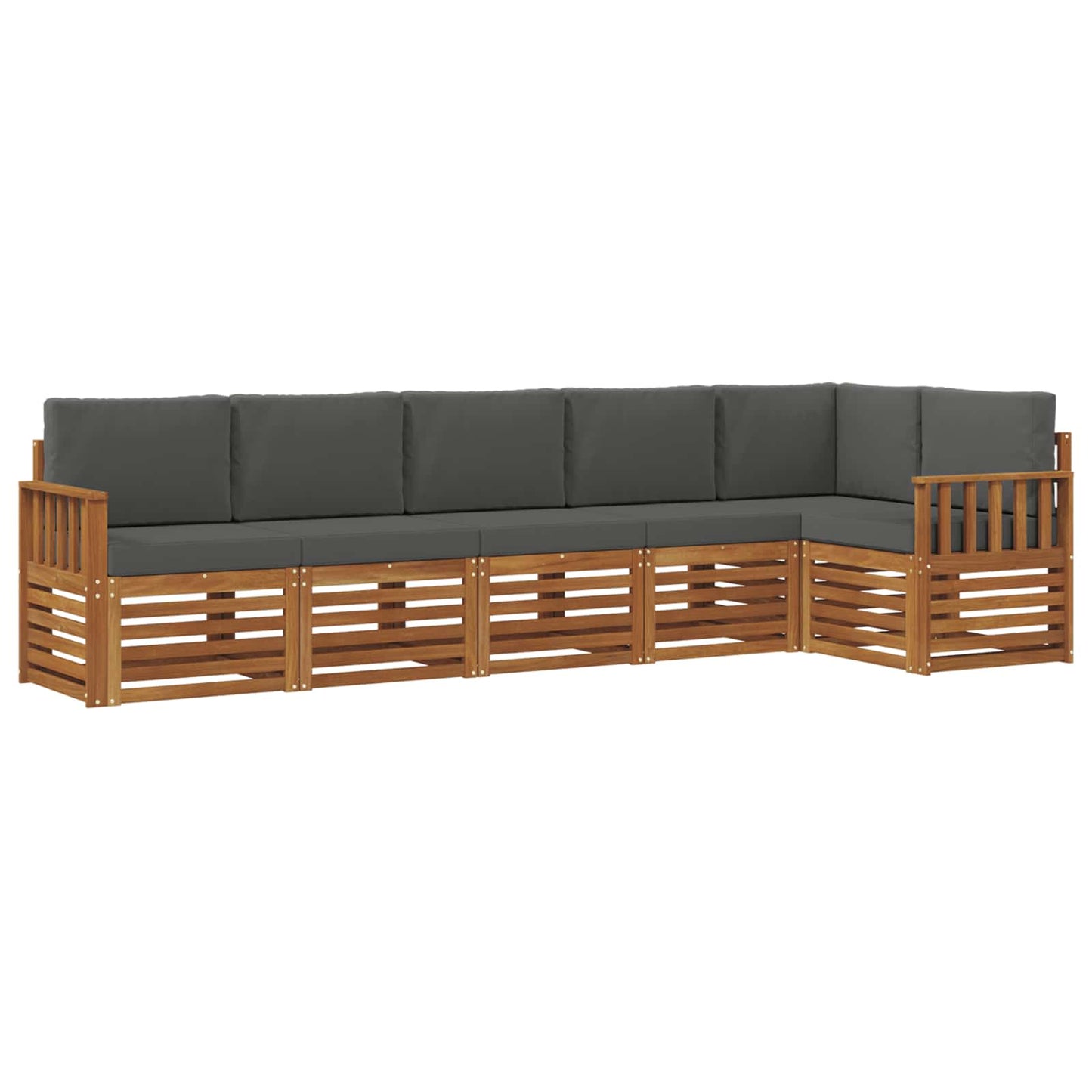 Hoekbank Set 6 pcs Natuurlijk en Antraciet Massief Acaciahout is nu te koop bij PeponiXL, paradijselijk wonen!