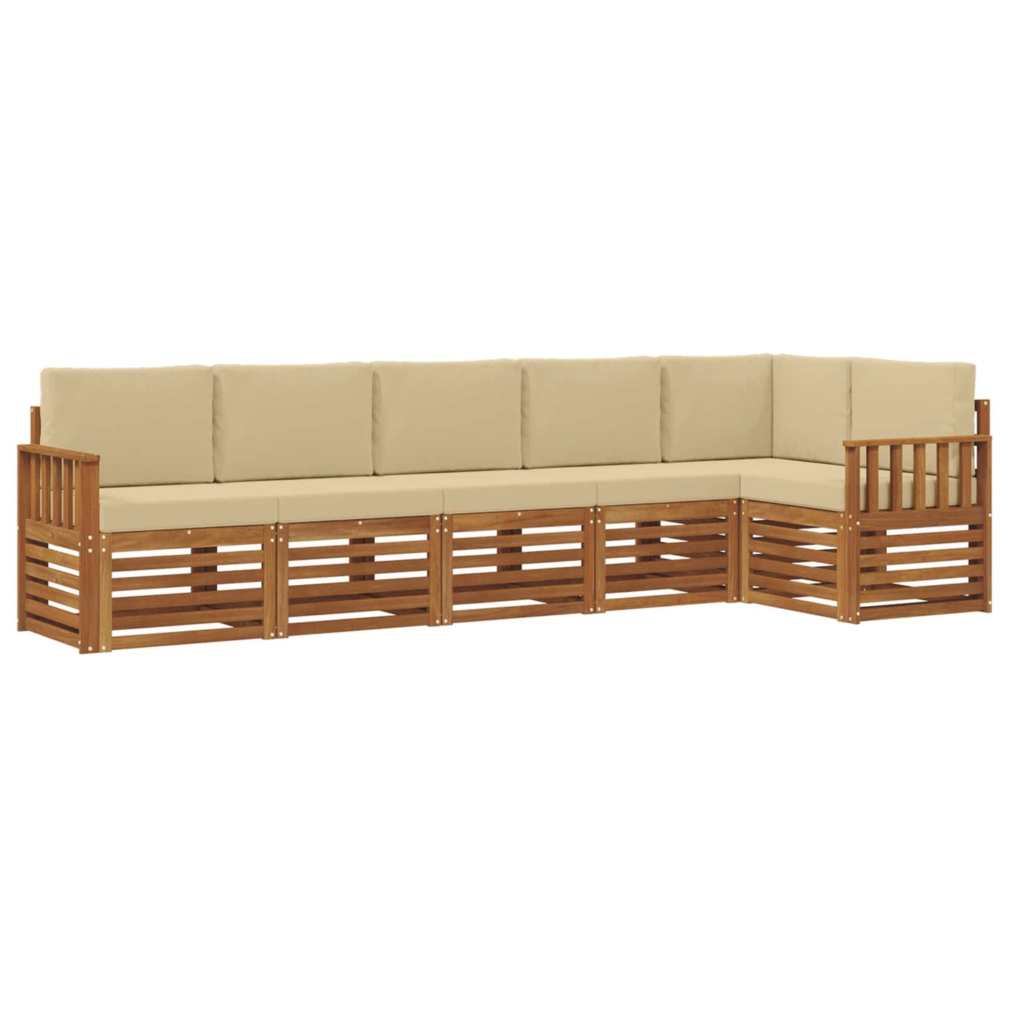 Hoekbank Set 6 pcs Natuurlijk en Beige Massief Acaciahout is nu te koop bij PeponiXL, paradijselijk wonen!