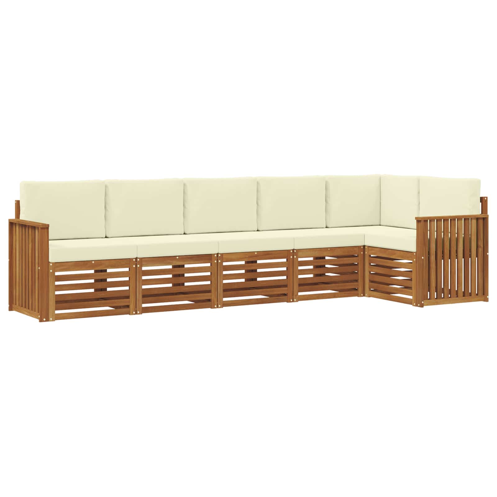 Hoekbank Set 6 pcs Natuurlijk en Crème Massief Acaciahout is nu te koop bij PeponiXL, paradijselijk wonen!