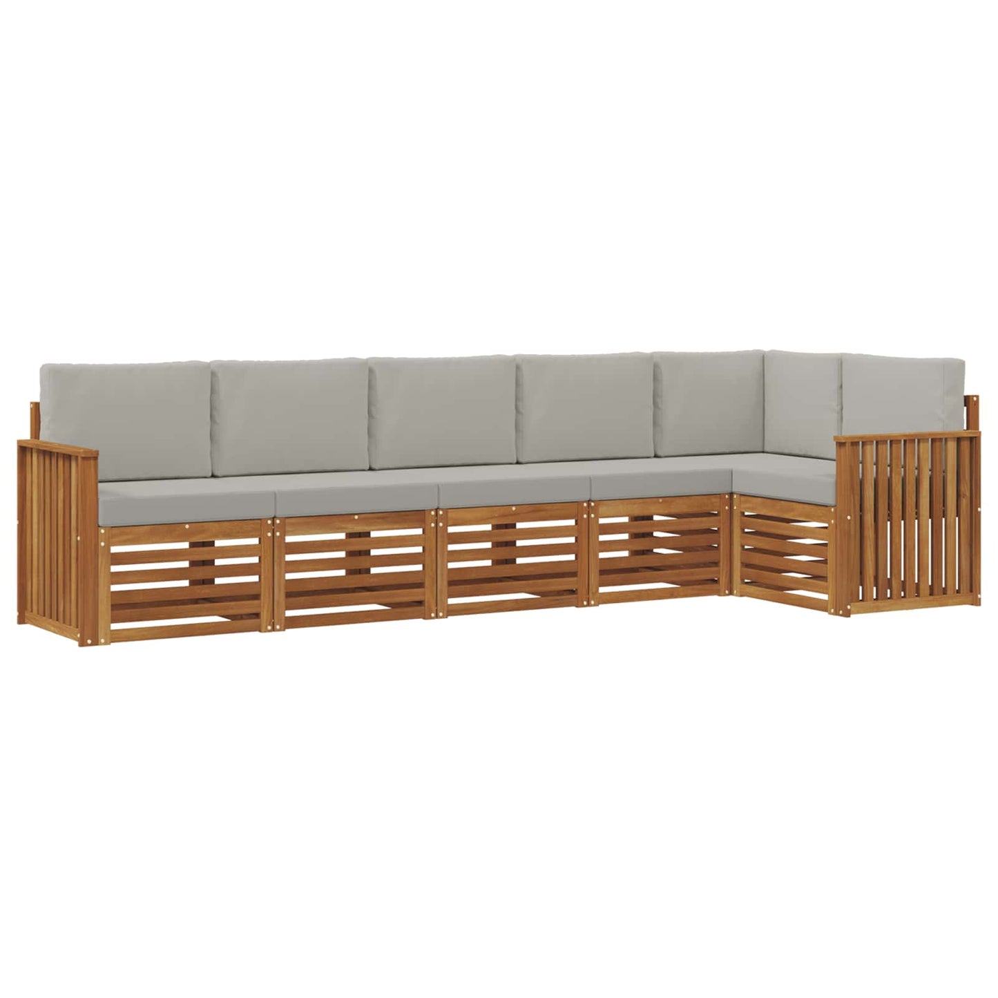 Hoekbank Set 6 pcs Natuurlijk en Lichtgrijs Massief Acaciahout is nu te koop bij PeponiXL, paradijselijk wonen!