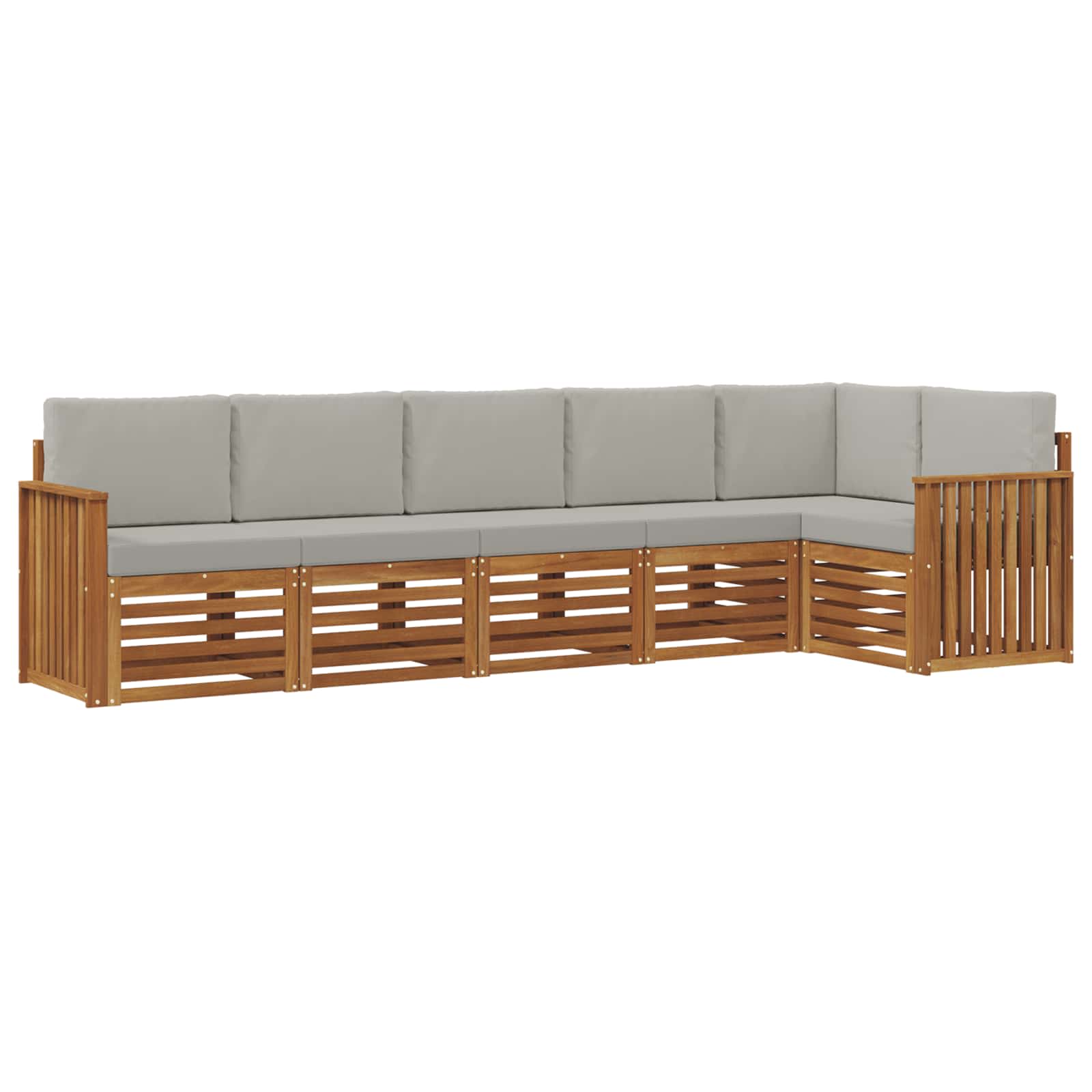 Hoekbank Set 6 pcs Natuurlijk en Lichtgrijs Massief Acaciahout is nu te koop bij PeponiXL, paradijselijk wonen!