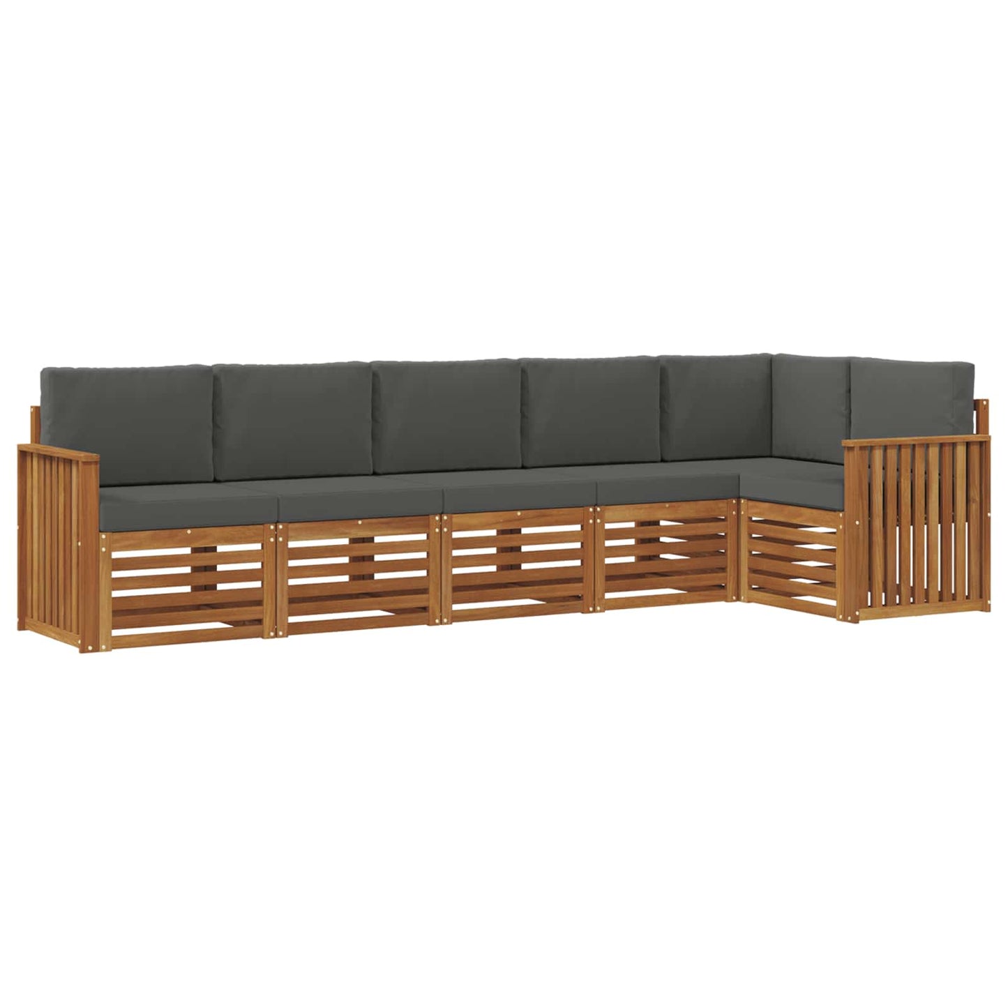 Hoekbank Set 6 pcs Natuurlijk en Antraciet Massief Acaciahout is nu te koop bij PeponiXL, paradijselijk wonen!