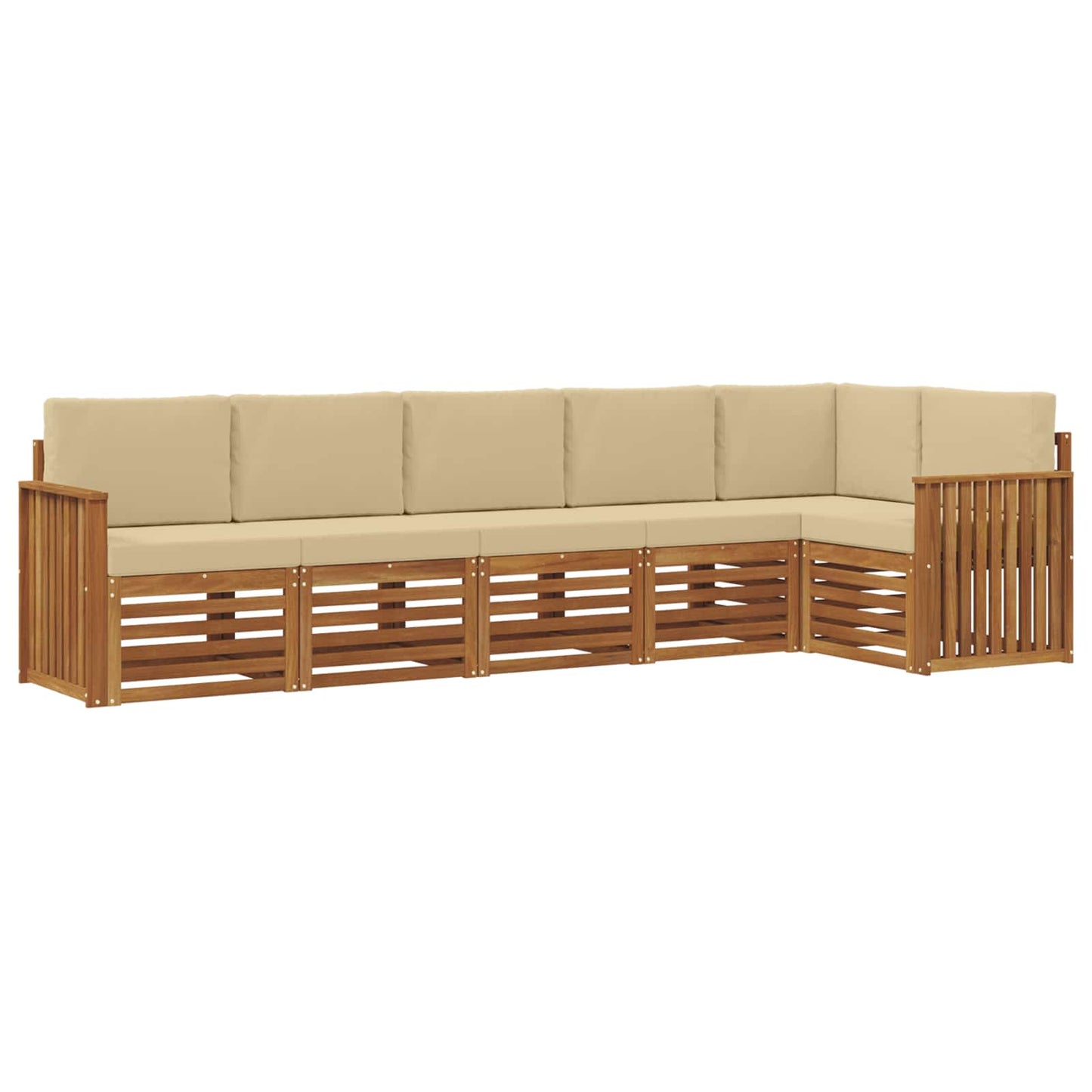 Hoekbank Set 6 pcs Natuurlijk en Beige Massief Acaciahout is nu te koop bij PeponiXL, paradijselijk wonen!