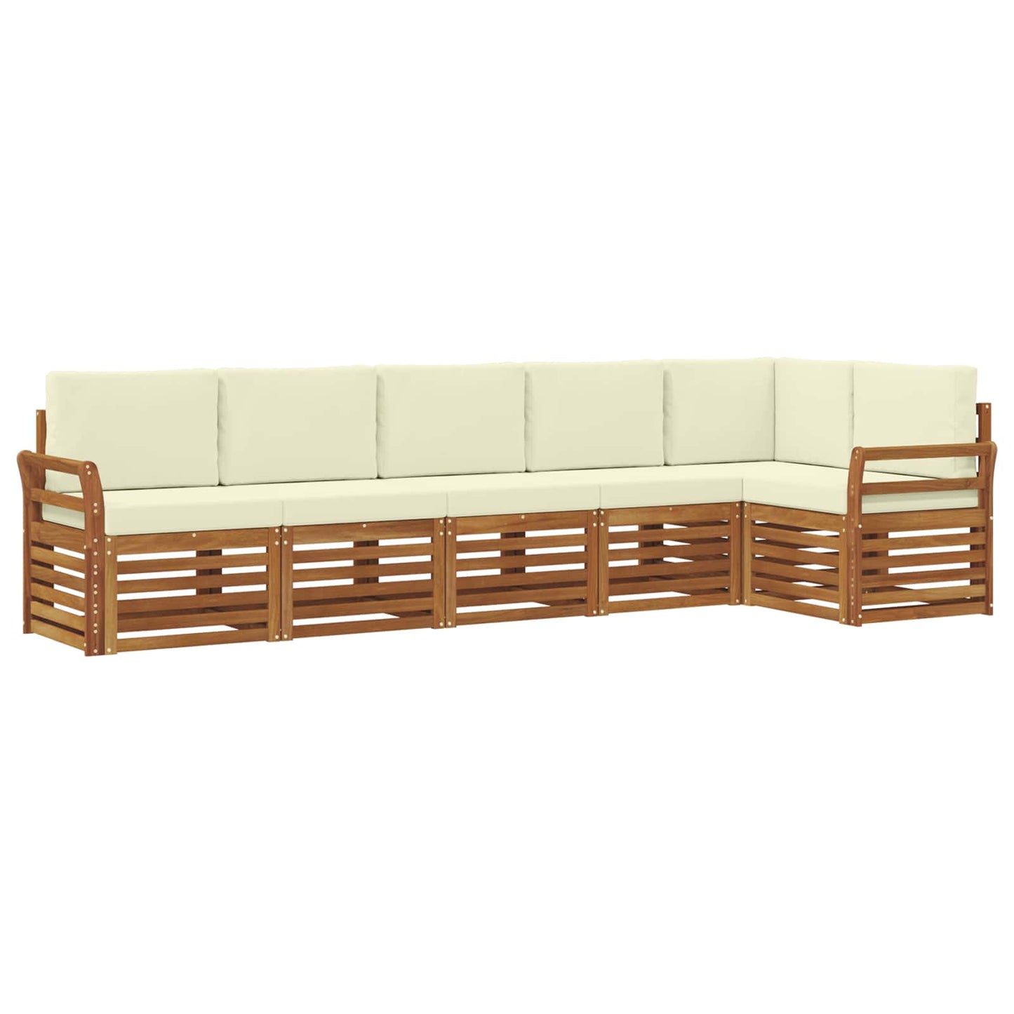 Hoekbank Set 6 pcs Natuurlijk en Crème Massief Acaciahout is nu te koop bij PeponiXL, paradijselijk wonen!