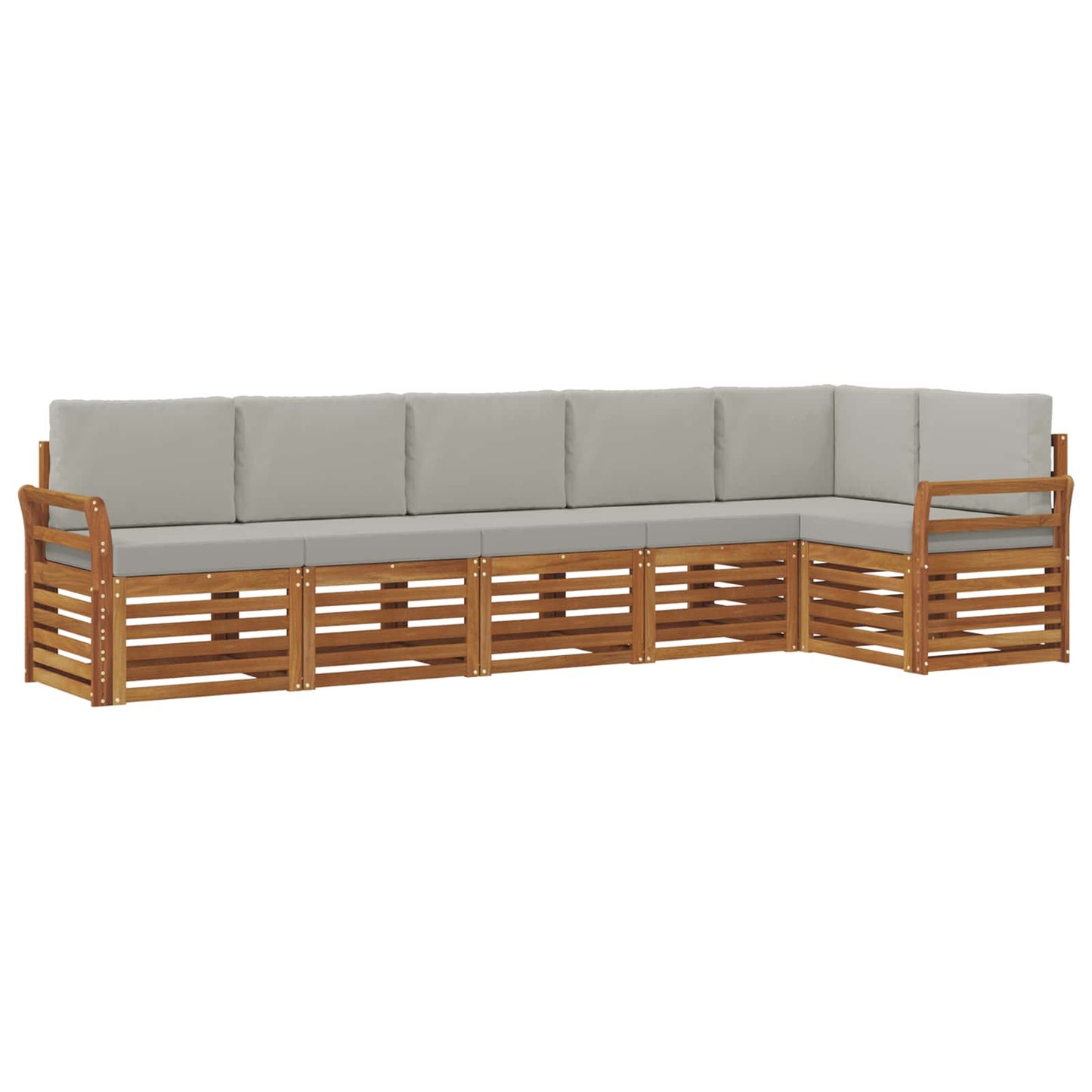 Hoekbank Set 6 pcs Natuurlijk en Lichtgrijs Massief Acaciahout is nu te koop bij PeponiXL, paradijselijk wonen!