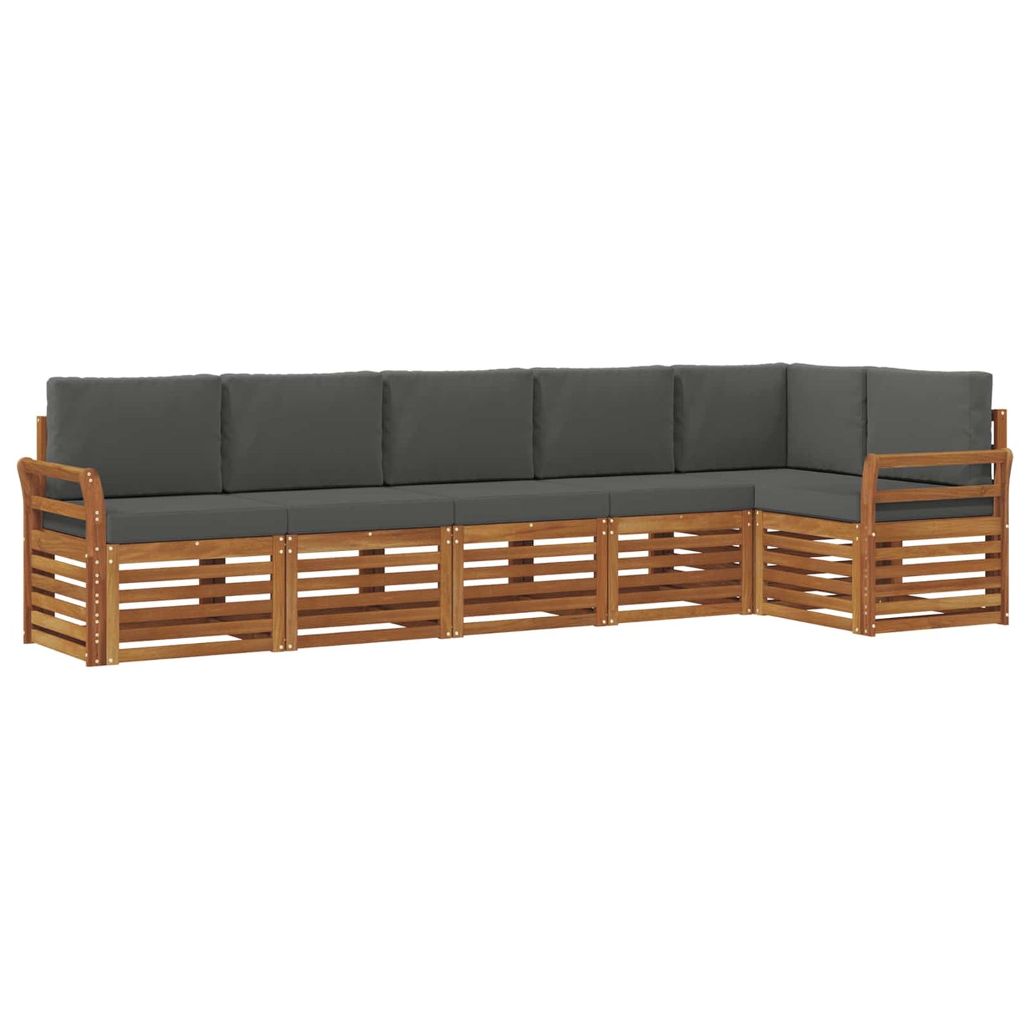 Hoekbank Set 6 pcs Natuurlijk en Antraciet Massief Acaciahout is nu te koop bij PeponiXL, paradijselijk wonen!