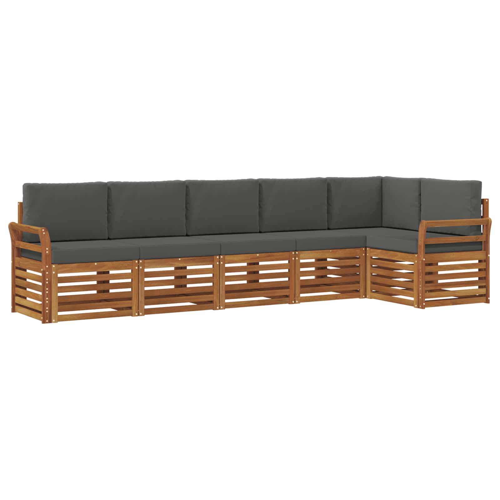 Hoekbank Set 6 pcs Natuurlijk en Antraciet Massief Acaciahout is nu te koop bij PeponiXL, paradijselijk wonen!