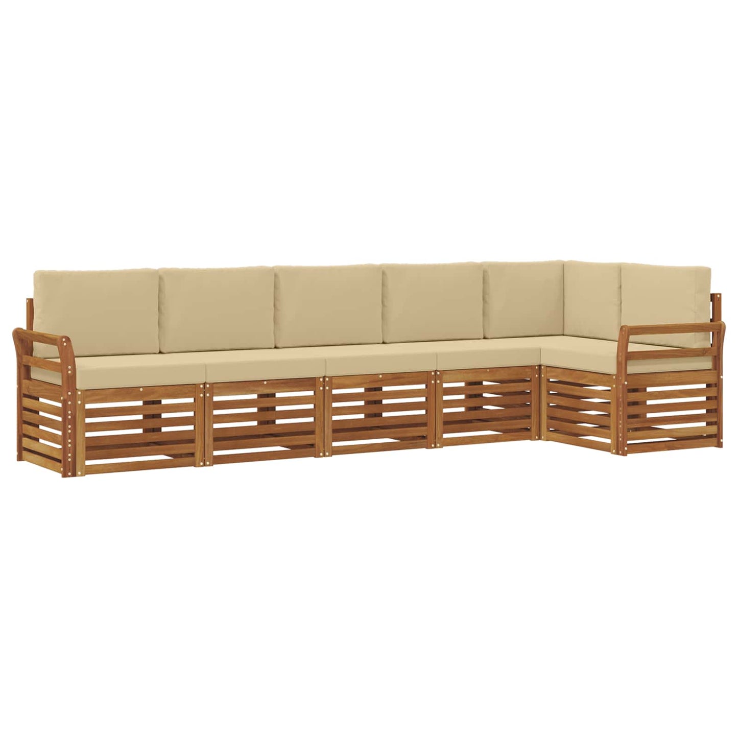 Hoekbank Set 6 pcs Natuurlijk en Beige Massief Acaciahout is nu te koop bij PeponiXL, paradijselijk wonen!