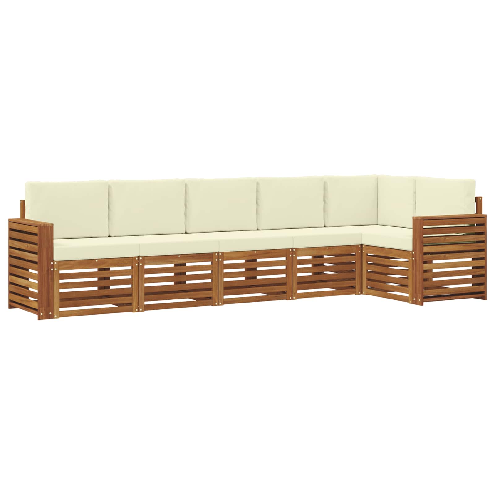 Hoekbank Set 6 pcs Natuurlijk en Crème Massief Acaciahout is nu te koop bij PeponiXL, paradijselijk wonen!