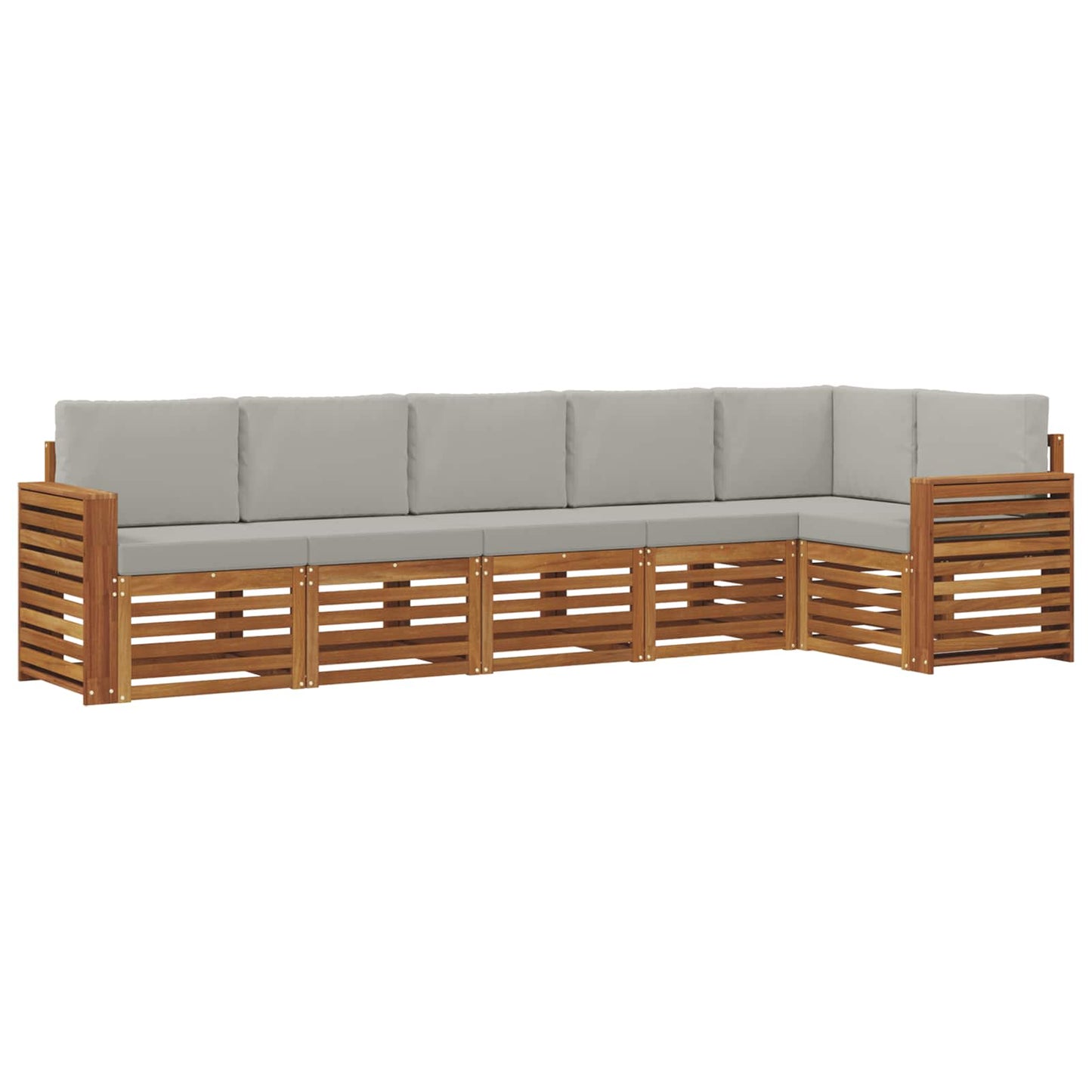 Hoekbank Set 6 pcs Natuurlijk en Lichtgrijs Massief Acaciahout is nu te koop bij PeponiXL, paradijselijk wonen!