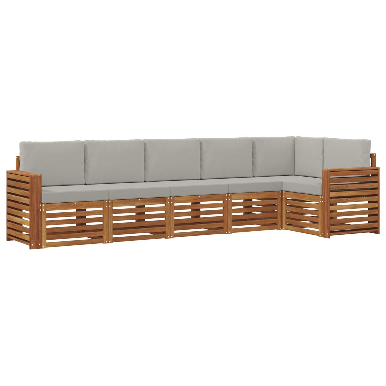 Hoekbank Set 6 pcs Natuurlijk en Lichtgrijs Massief Acaciahout is nu te koop bij PeponiXL, paradijselijk wonen!