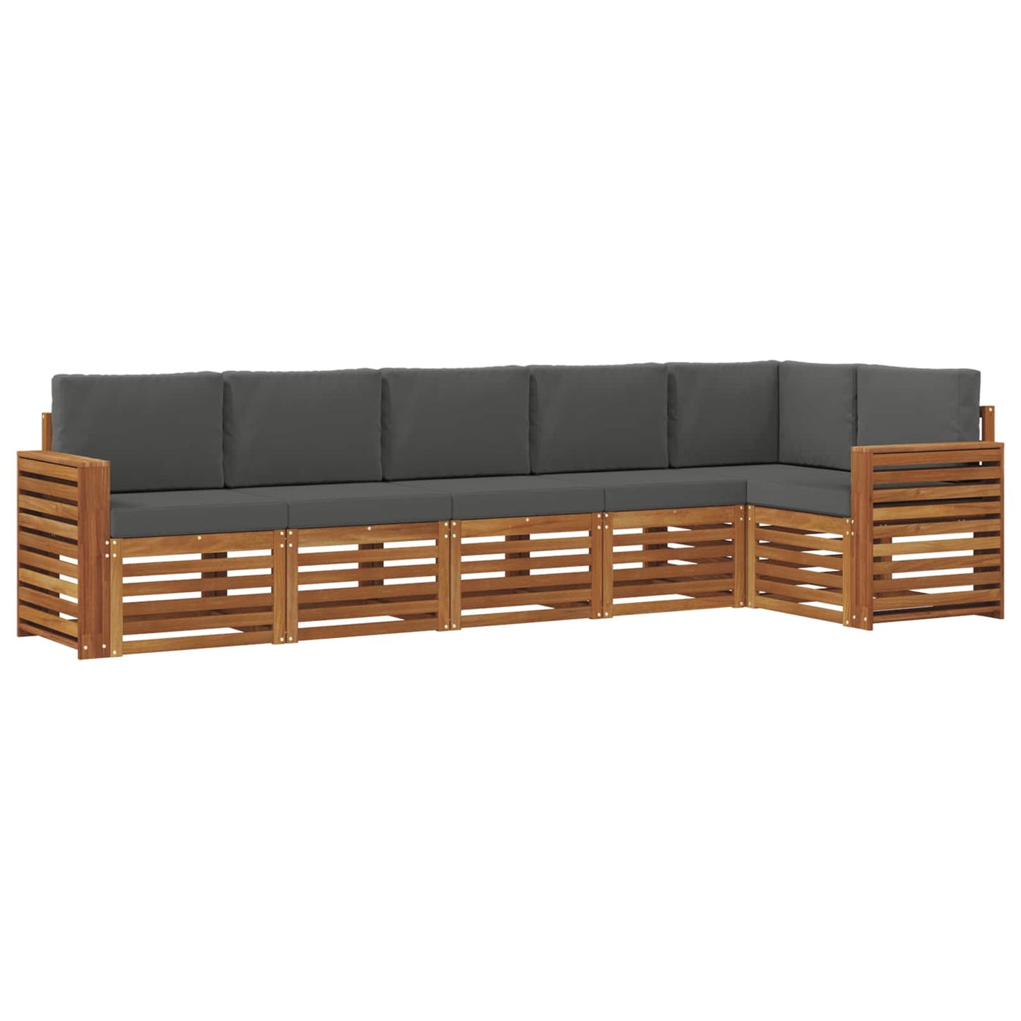 Hoekbank Set 6 pcs Natuurlijk en Antraciet Massief Acaciahout is nu te koop bij PeponiXL, paradijselijk wonen!
