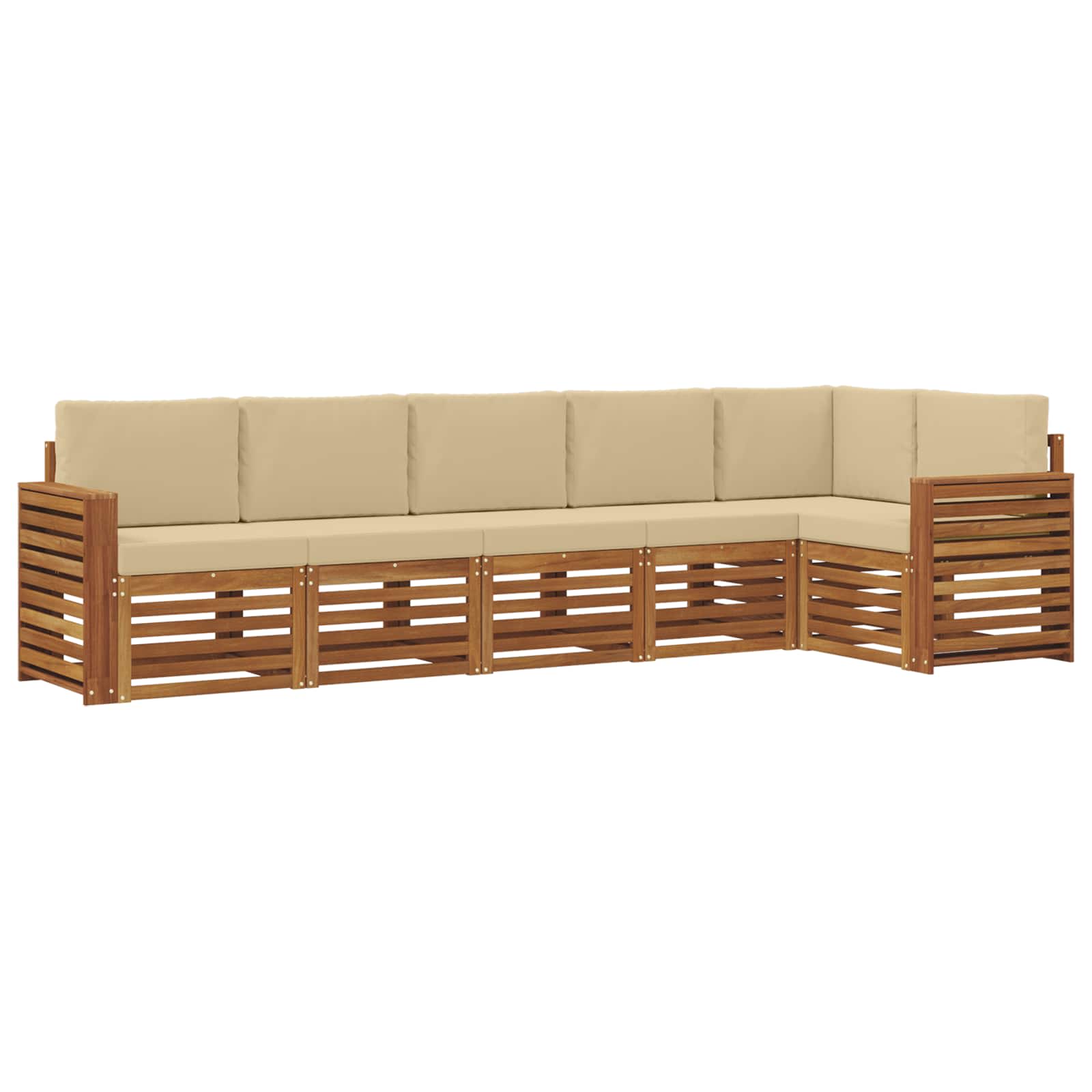 Hoekbank Set 6 pcs Natuurlijk en Beige Massief Acaciahout is nu te koop bij PeponiXL, paradijselijk wonen!