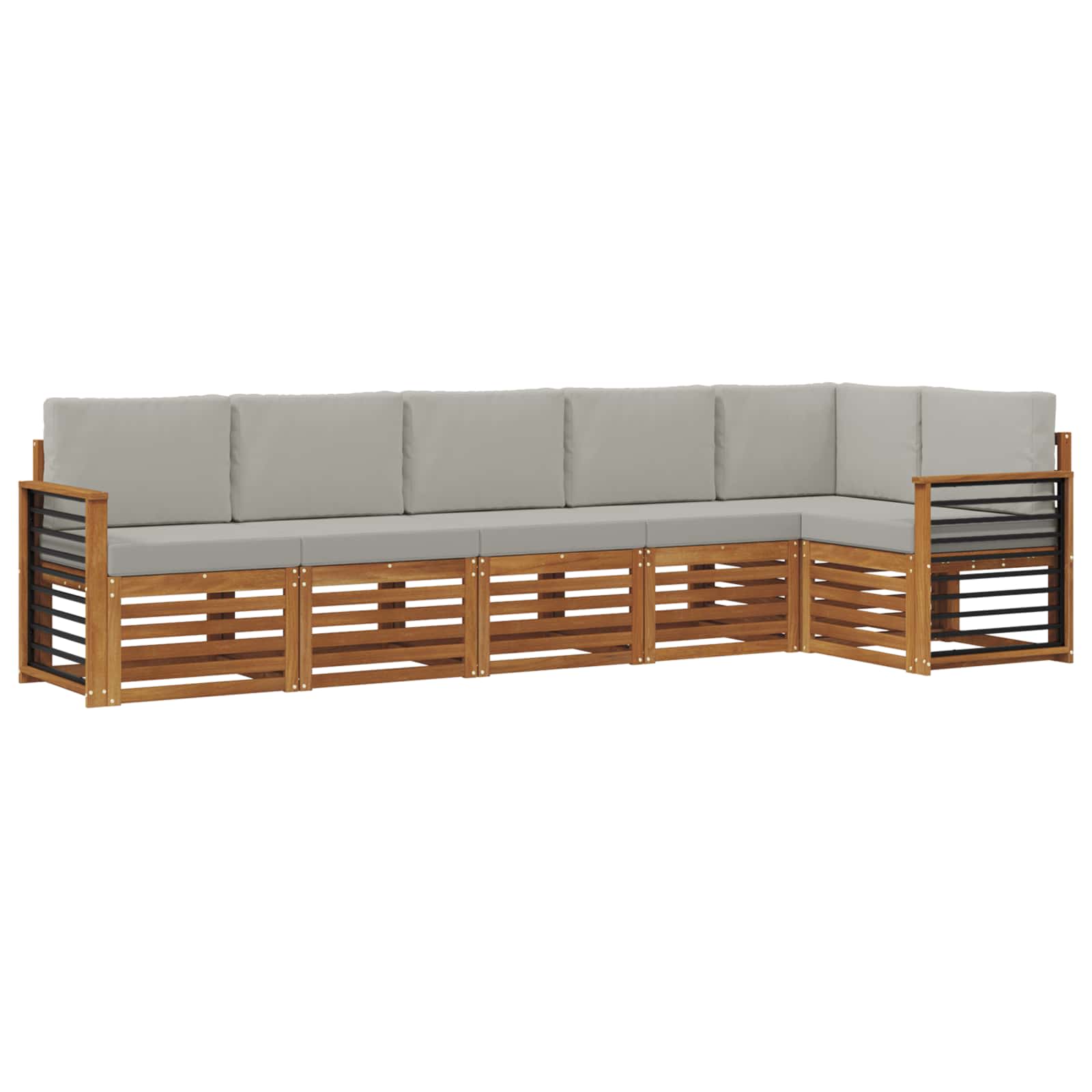 Hoekbank Set 6 pcs Natuurlijk en Lichtgrijs Massief Acaciahout is nu te koop bij PeponiXL, paradijselijk wonen!