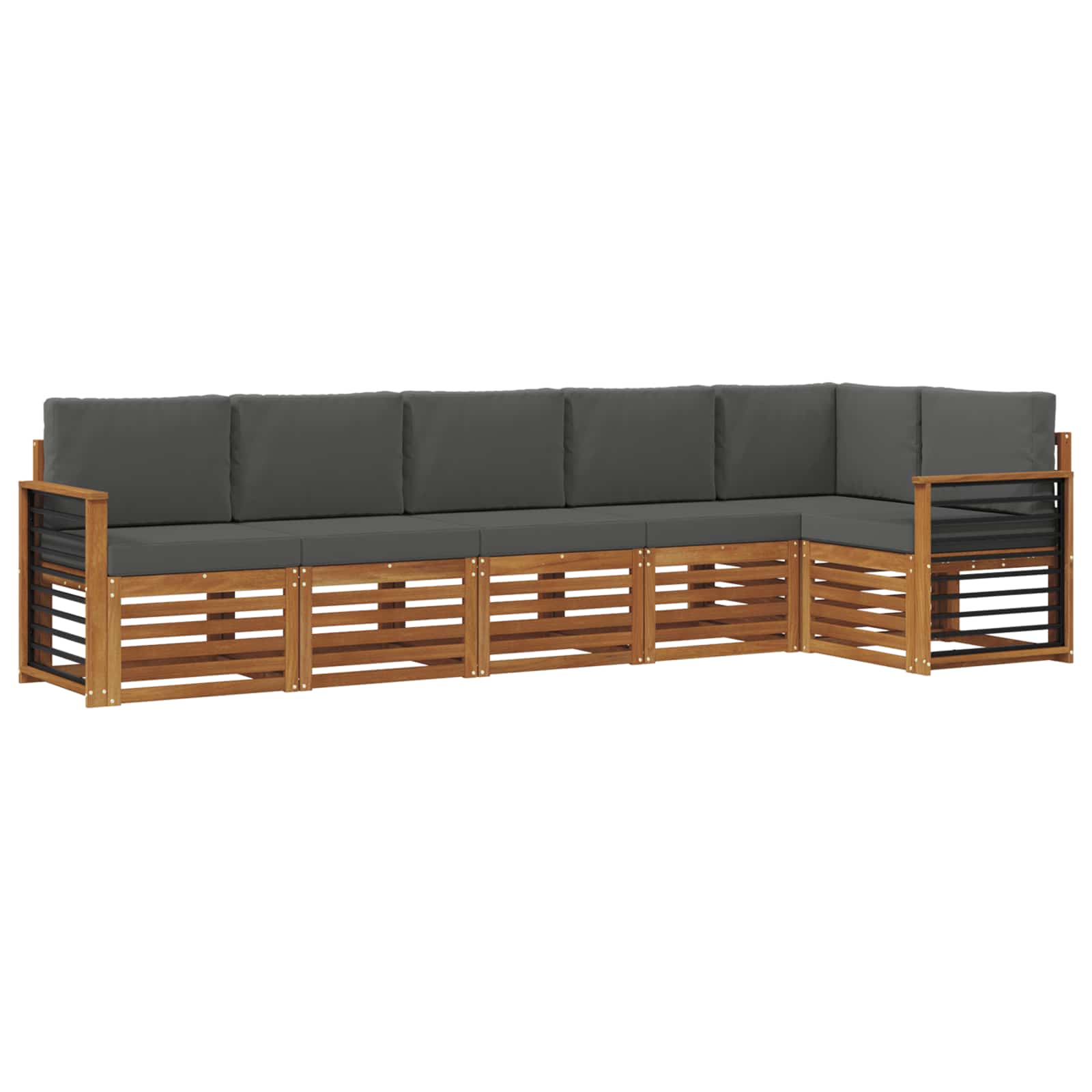 Hoekbank Set 6 pcs Natuurlijk en Antraciet Massief Acaciahout is nu te koop bij PeponiXL, paradijselijk wonen!