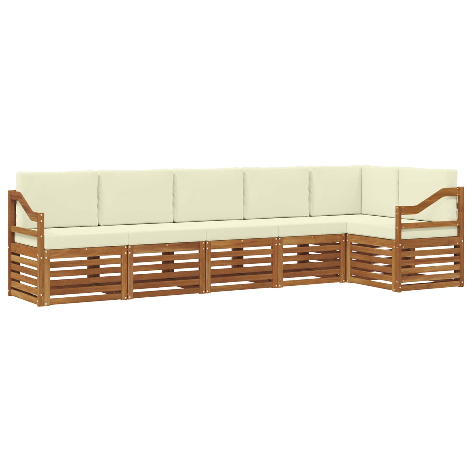 Hoekbank Set 6 pcs Natuurlijk en Crème Massief Acaciahout is nu te koop bij PeponiXL, paradijselijk wonen!