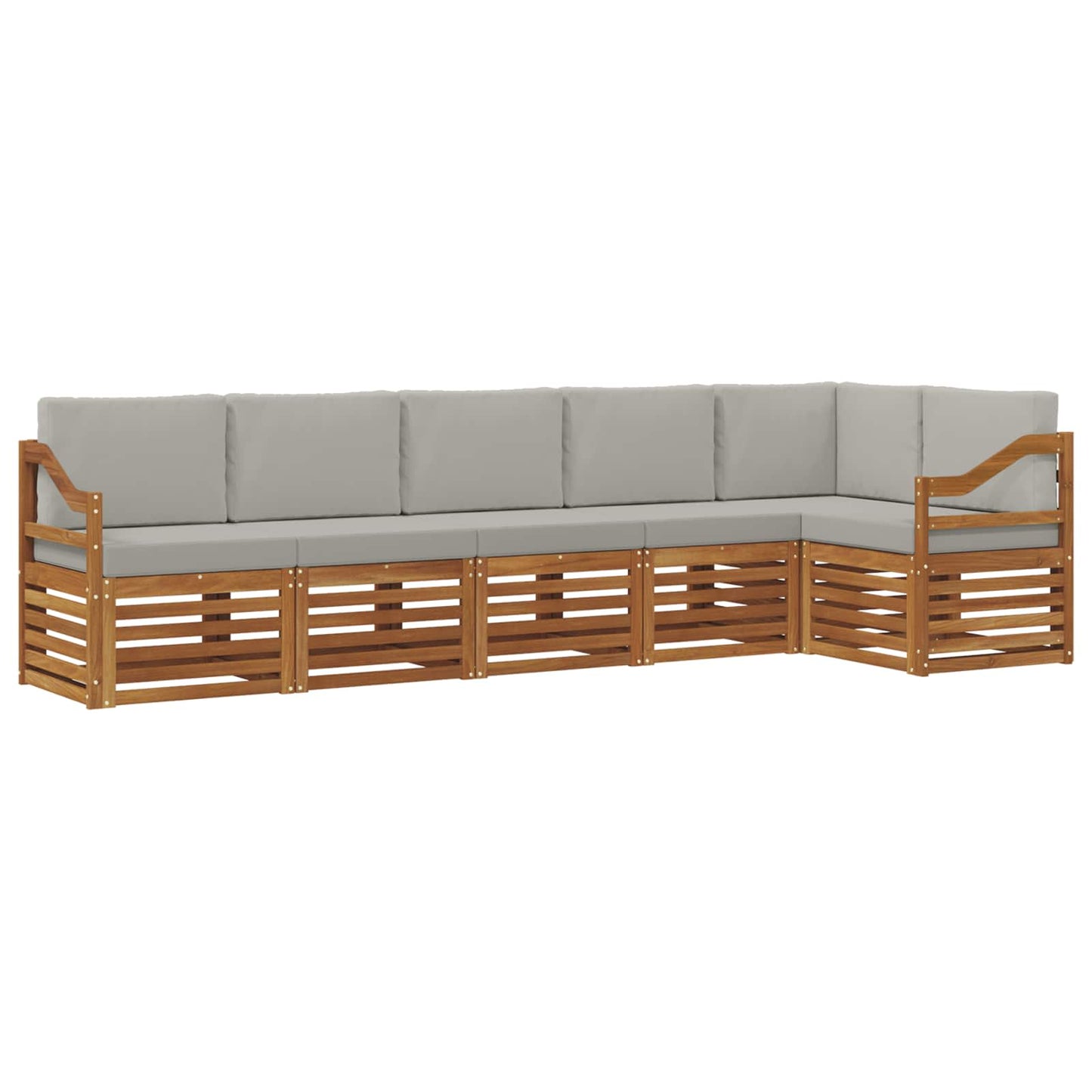 Hoekbank Set 6 pcs Natuurlijk en Lichtgrijs Massief Acaciahout is nu te koop bij PeponiXL, paradijselijk wonen!