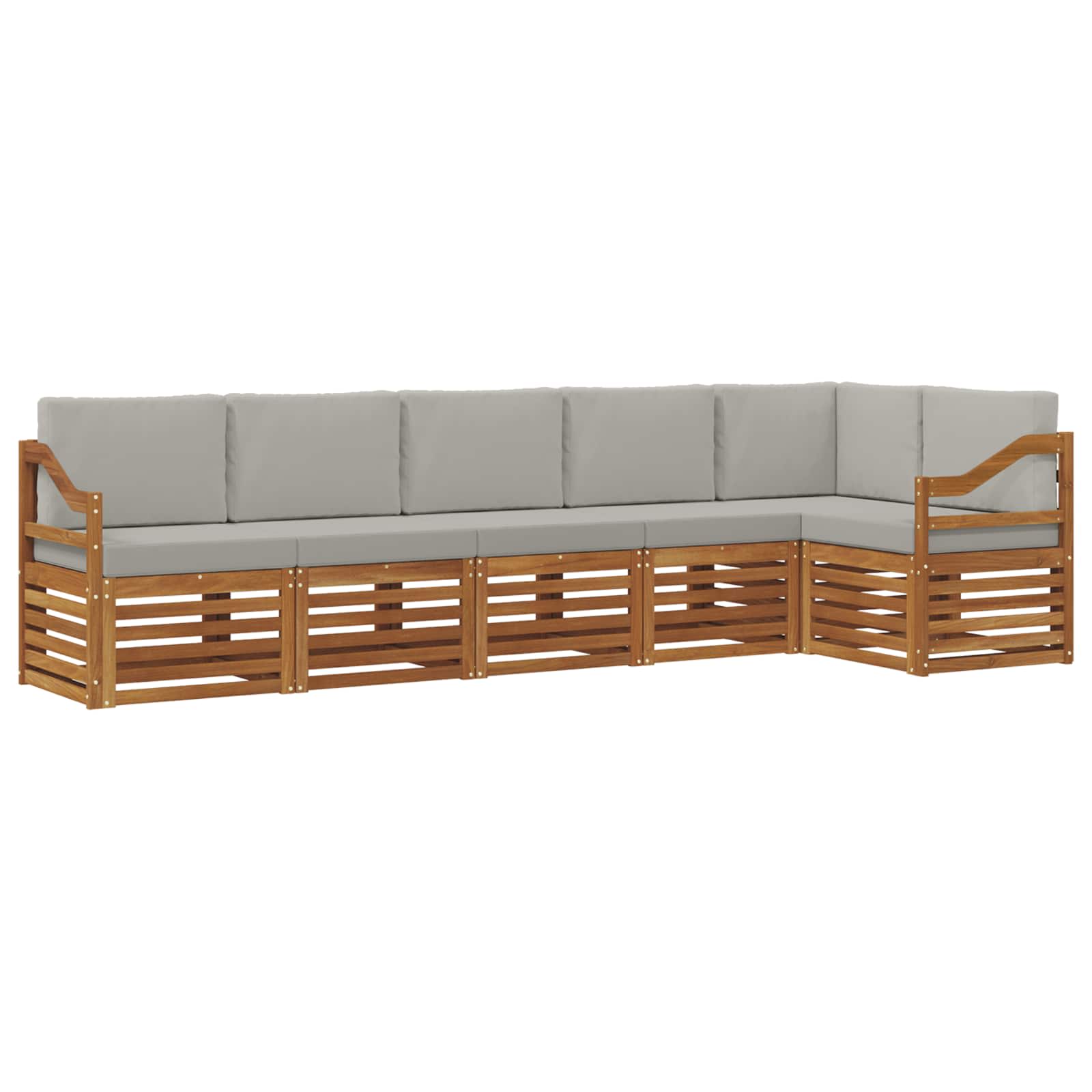 Hoekbank Set 6 pcs Natuurlijk en Lichtgrijs Massief Acaciahout is nu te koop bij PeponiXL, paradijselijk wonen!
