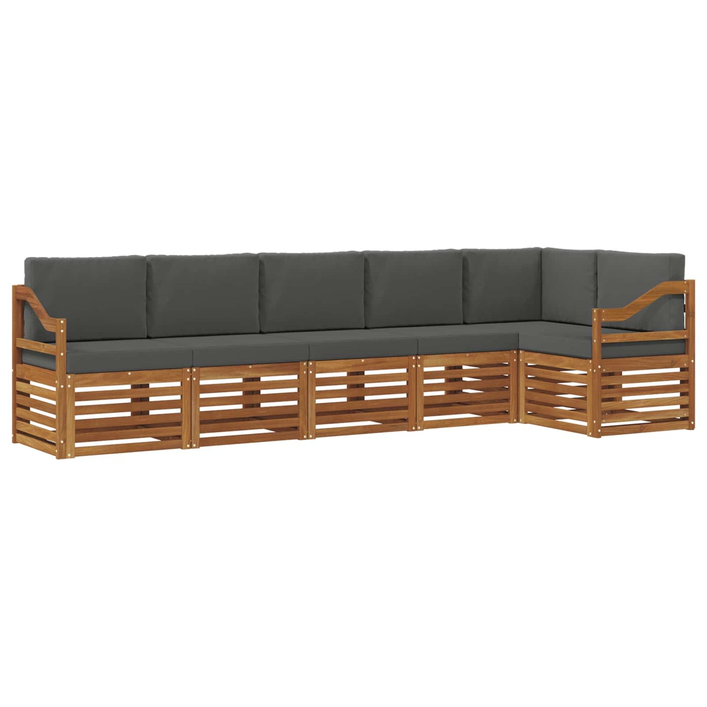 Hoekbank Set 6 pcs Natuurlijk en Antraciet Massief Acaciahout is nu te koop bij PeponiXL, paradijselijk wonen!