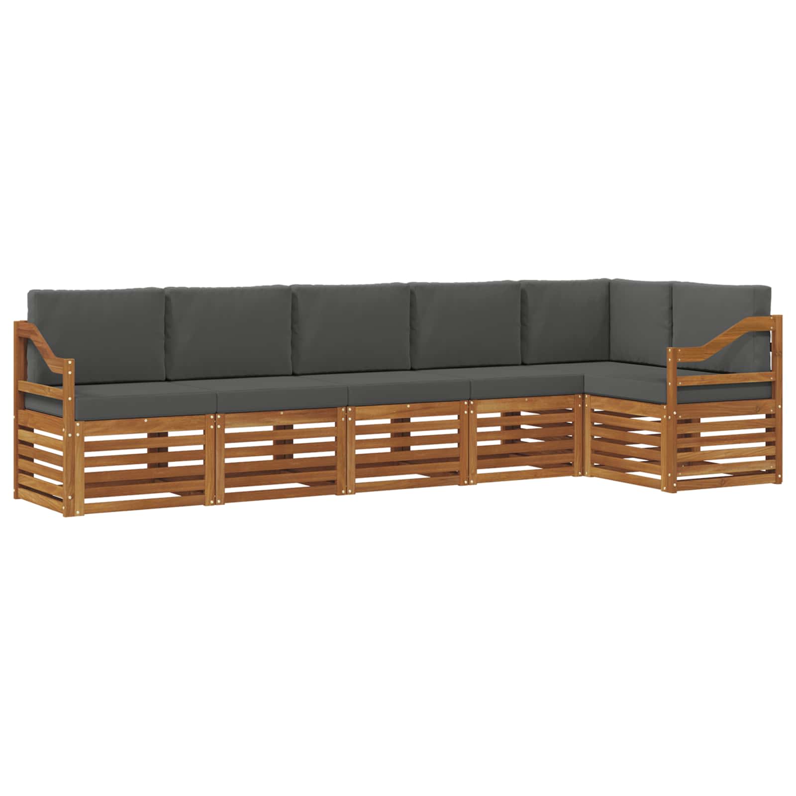 Hoekbank Set 6 pcs Natuurlijk en Antraciet Massief Acaciahout is nu te koop bij PeponiXL, paradijselijk wonen!