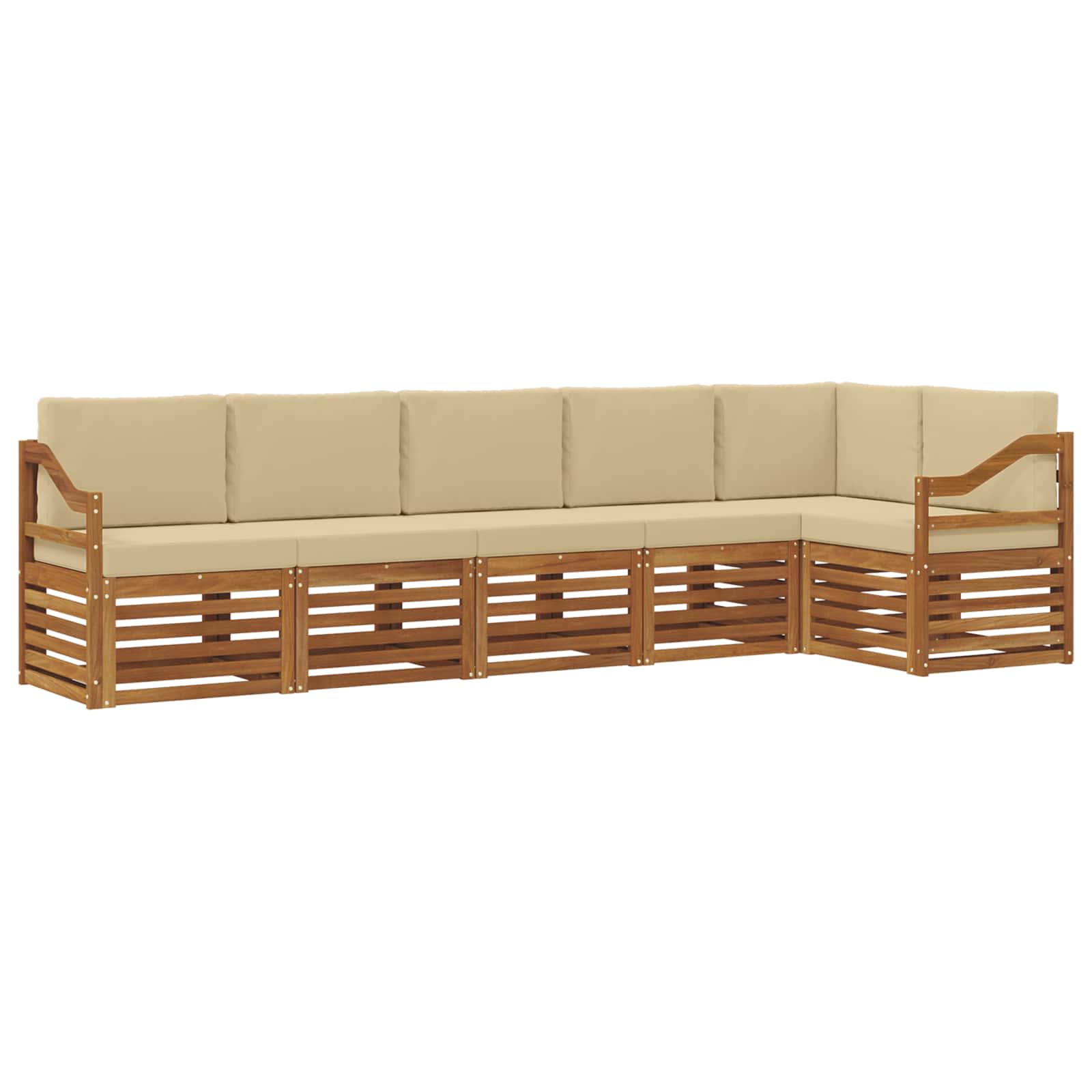 Hoekbank Set 6 pcs Natuurlijk en Beige Massief Acaciahout is nu te koop bij PeponiXL, paradijselijk wonen!