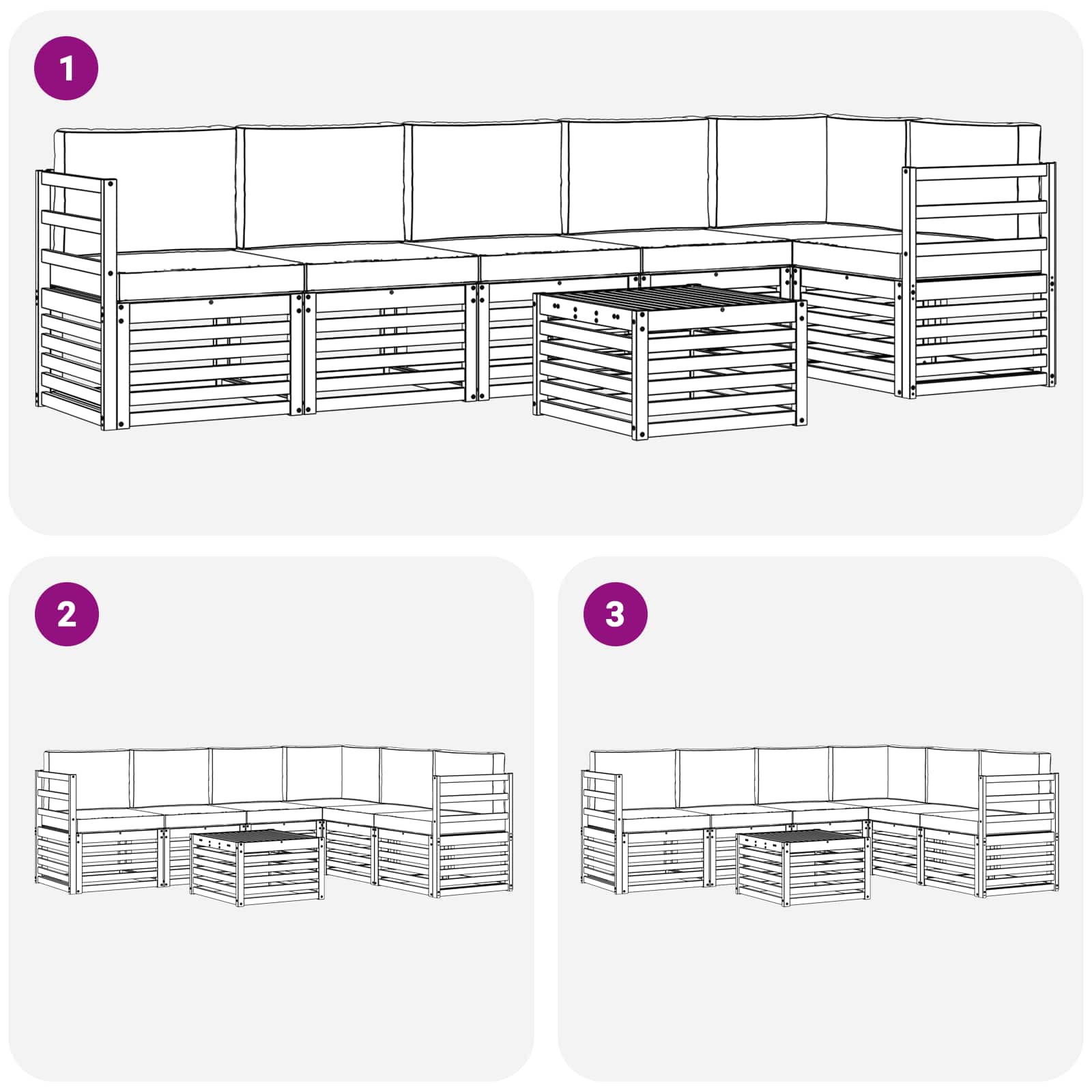 Hoekbank Set 7 pcs Natuurlijk en Antraciet Massief Acaciahout is nu te koop bij PeponiXL, paradijselijk wonen!