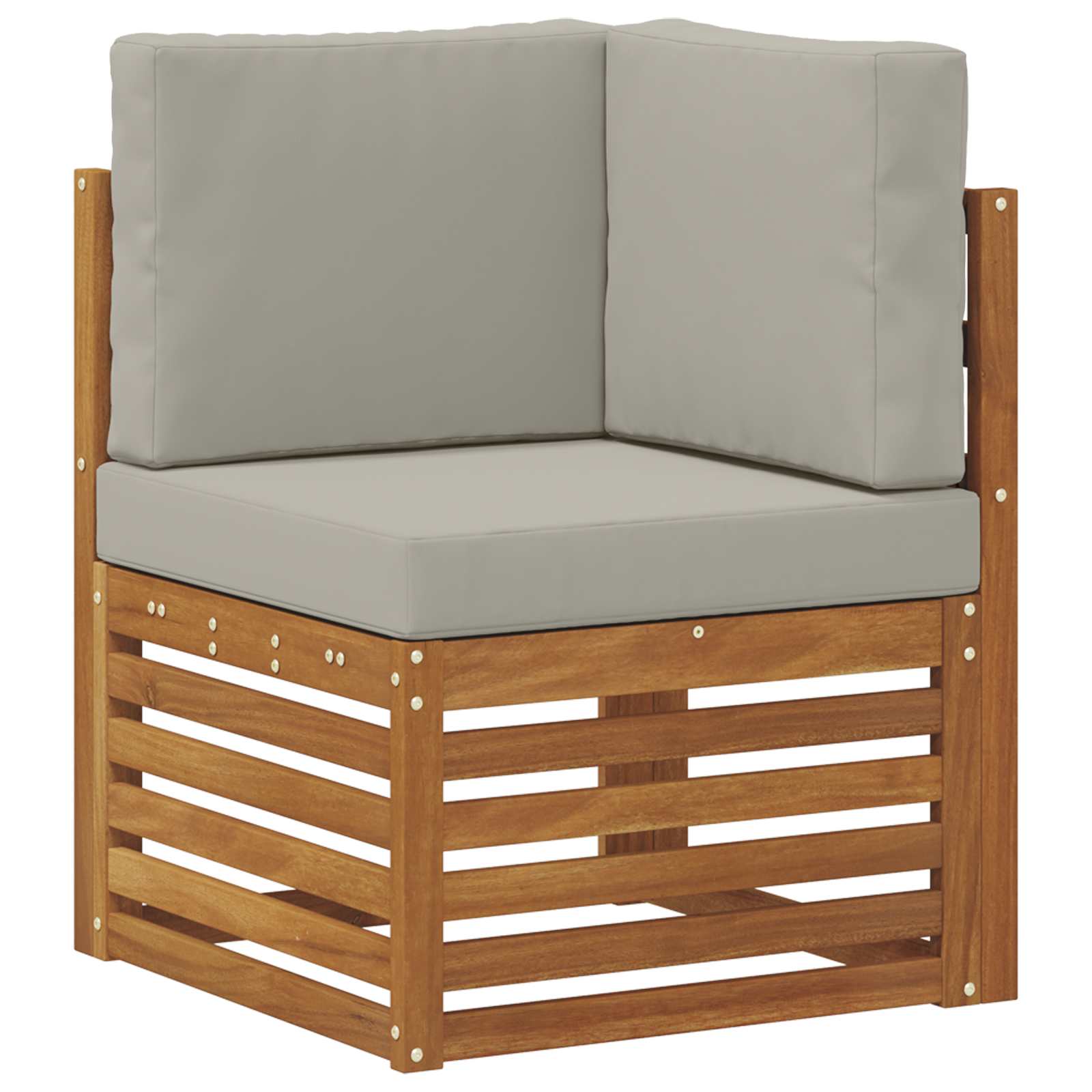 Hoekbank Set 7 pcs Natuurlijk en Lichtgrijs Massief Acaciahout is nu te koop bij PeponiXL, paradijselijk wonen!