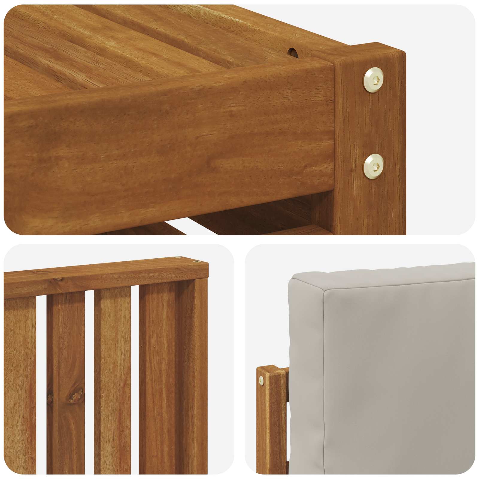 Hoekbank Set 7 pcs Natuurlijk en Lichtgrijs Massief Acaciahout is nu te koop bij PeponiXL, paradijselijk wonen!