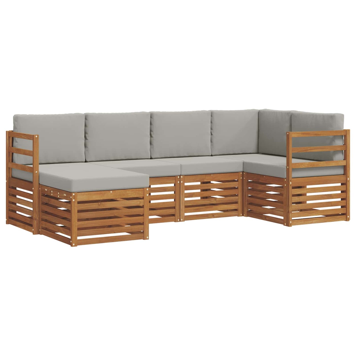 Hoekbank Set 6 pcs Natuurlijk en Lichtgrijs Massief Acaciahout is nu te koop bij PeponiXL, paradijselijk wonen!
