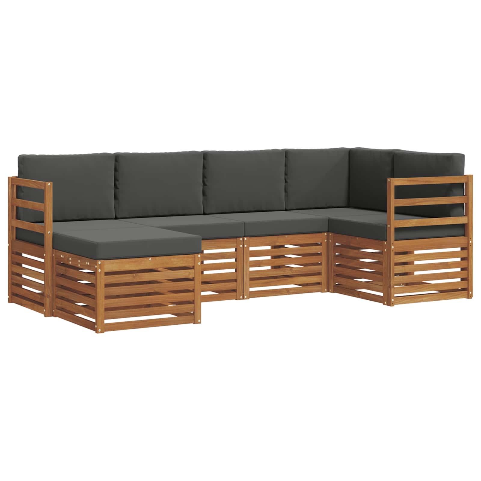 Hoekbank Set met kussen 6 pcs Natuurlijk en Antraciet is nu te koop bij PeponiXL, paradijselijk wonen!