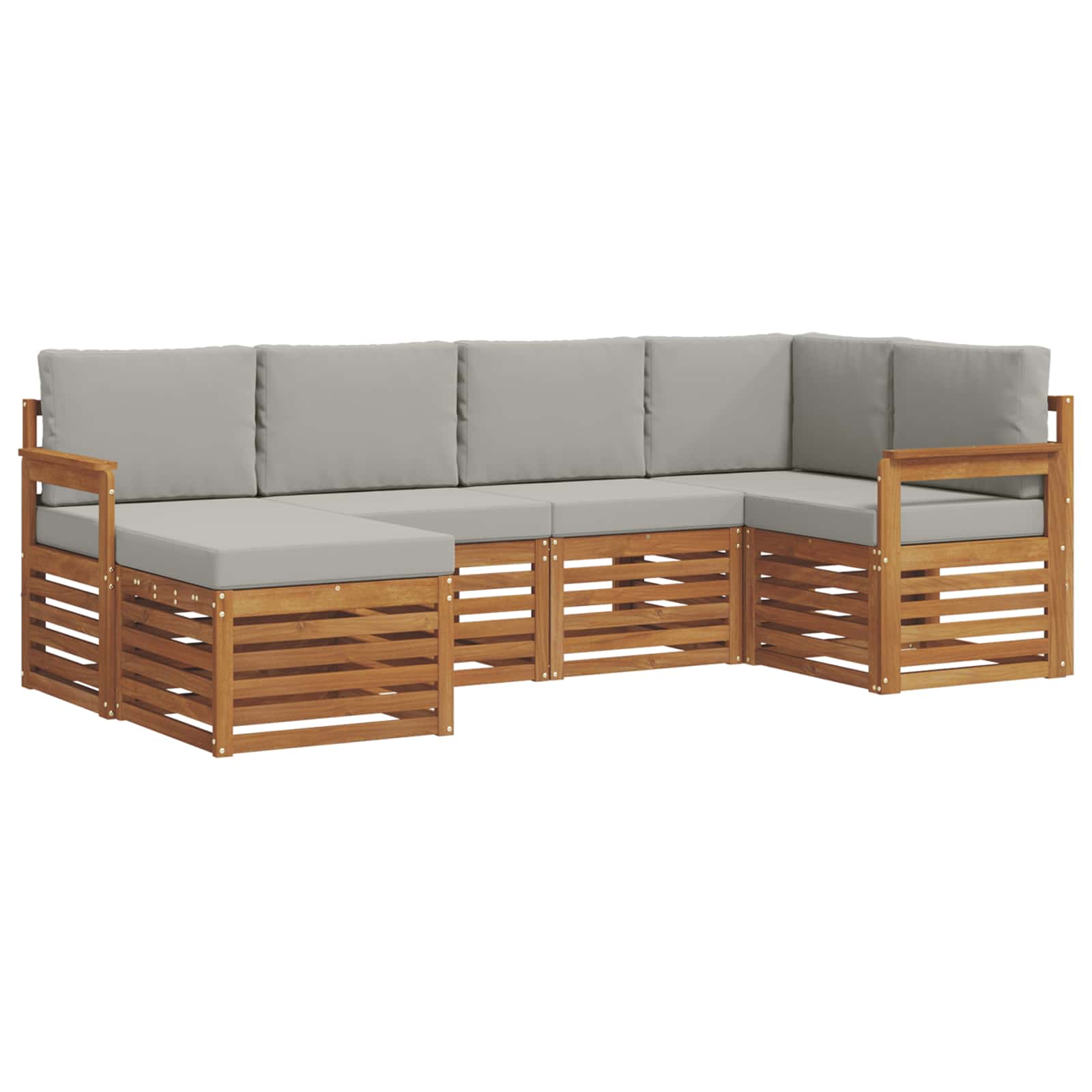 Hoekbank Set met kussen 6 pcs Natuurlijk en Lichtgrijs is nu te koop bij PeponiXL, paradijselijk wonen!