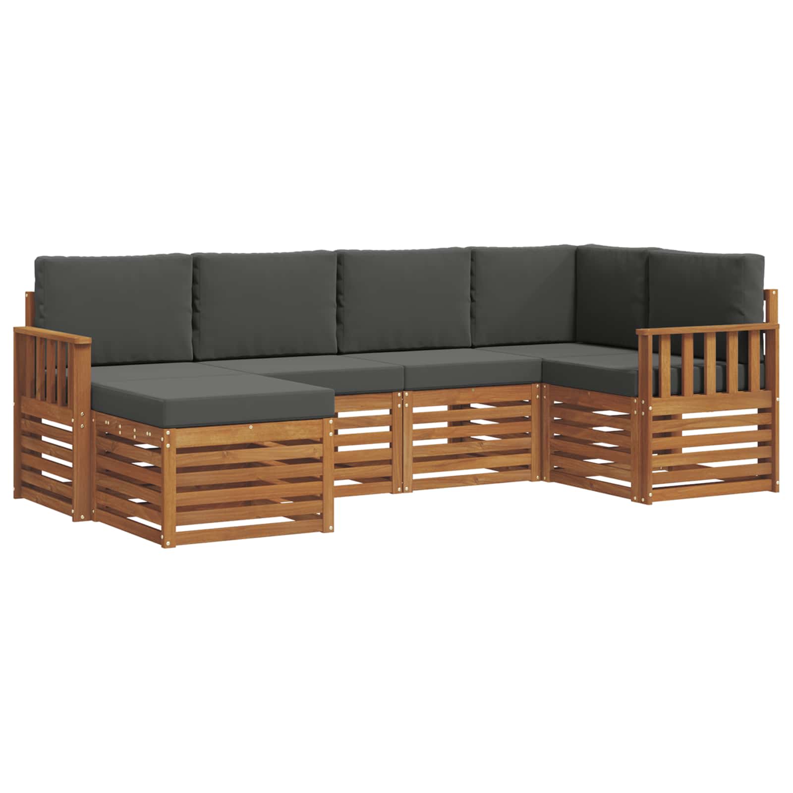 Hoekbank Set met kussen 6 pcs Natuurlijk en Antraciet is nu te koop bij PeponiXL, paradijselijk wonen!