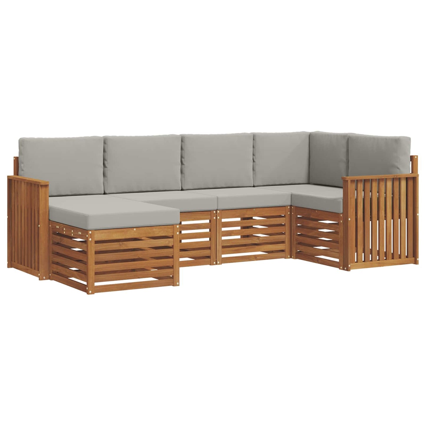 Hoekbank Set met kussen 6 pcs Natuurlijk en Lichtgrijs is nu te koop bij PeponiXL, paradijselijk wonen!