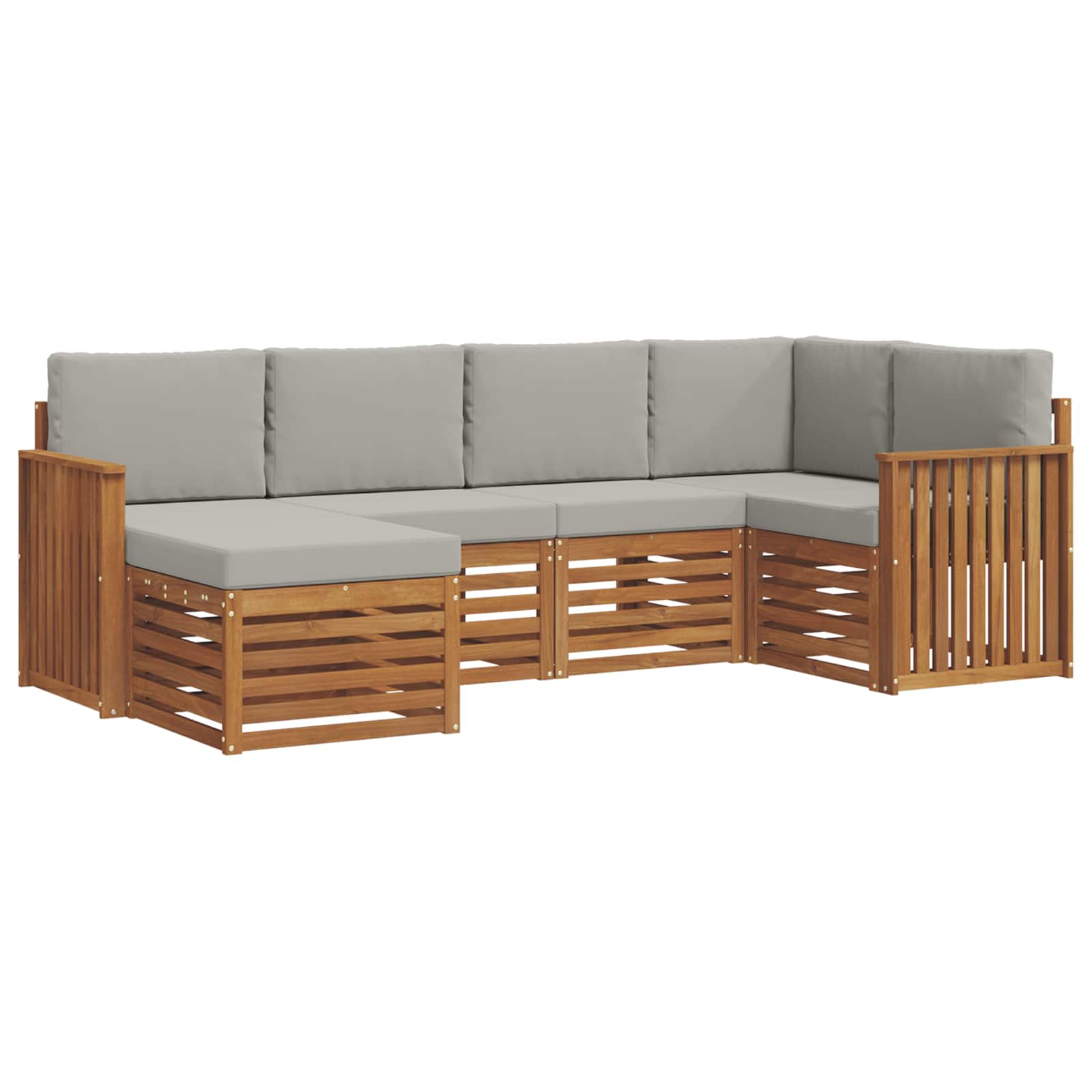 Hoekbank Set met kussen 6 pcs Natuurlijk en Lichtgrijs is nu te koop bij PeponiXL, paradijselijk wonen!