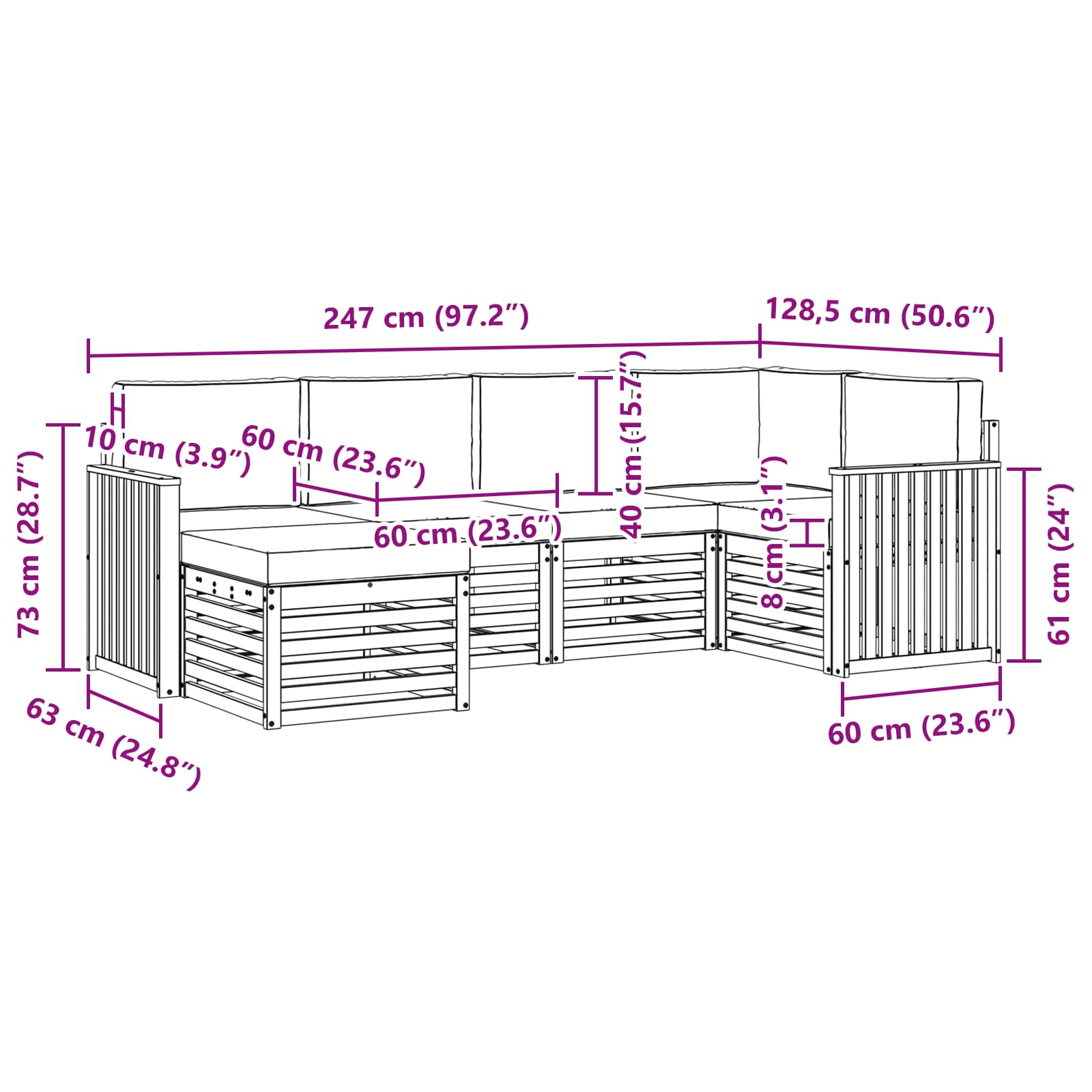 Hoekbank Set met kussen 6 pcs Natuurlijk en Lichtgrijs is nu te koop bij PeponiXL, paradijselijk wonen!