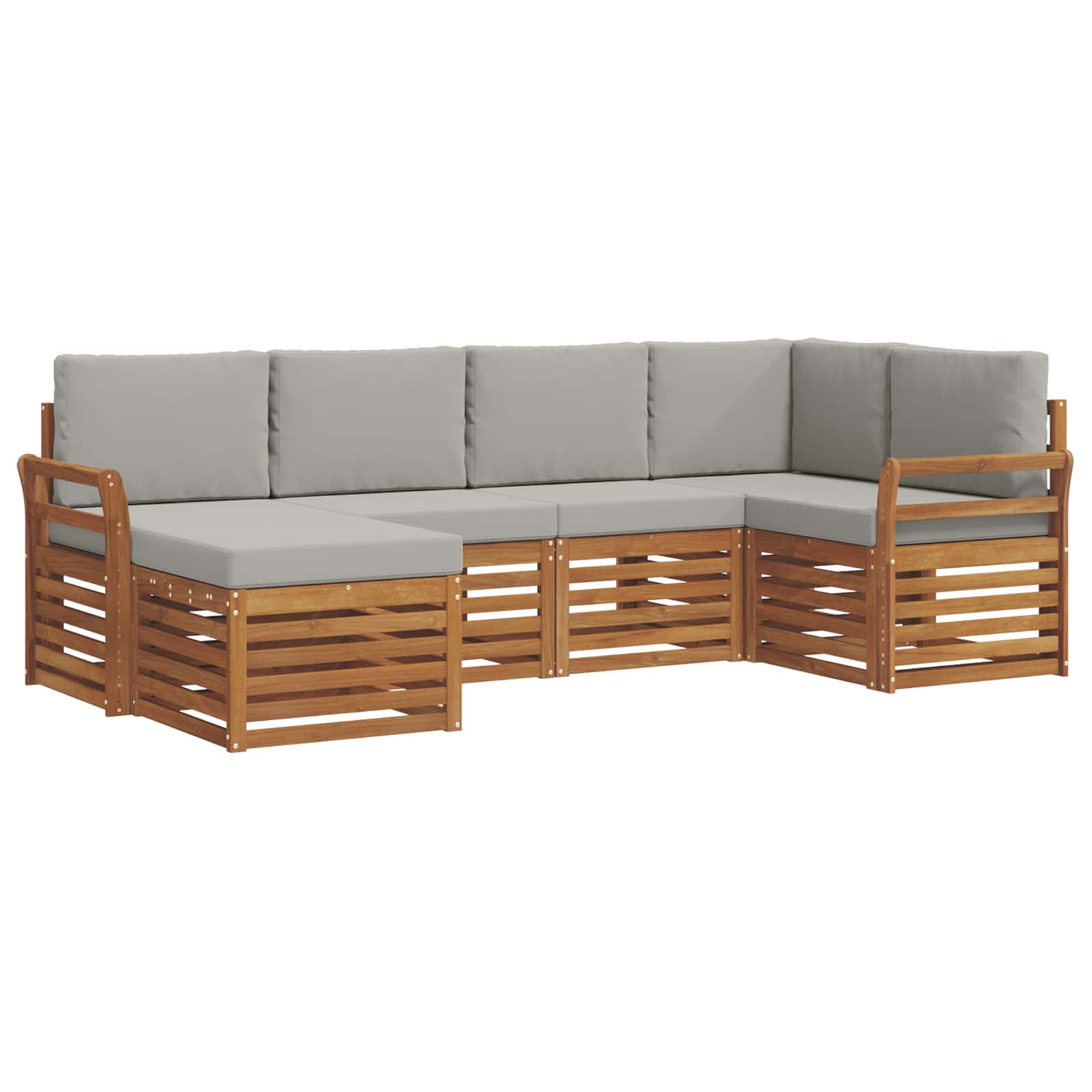 Hoekbank Set met kussen 6 pcs Natuurlijk en Lichtgrijs is nu te koop bij PeponiXL, paradijselijk wonen!