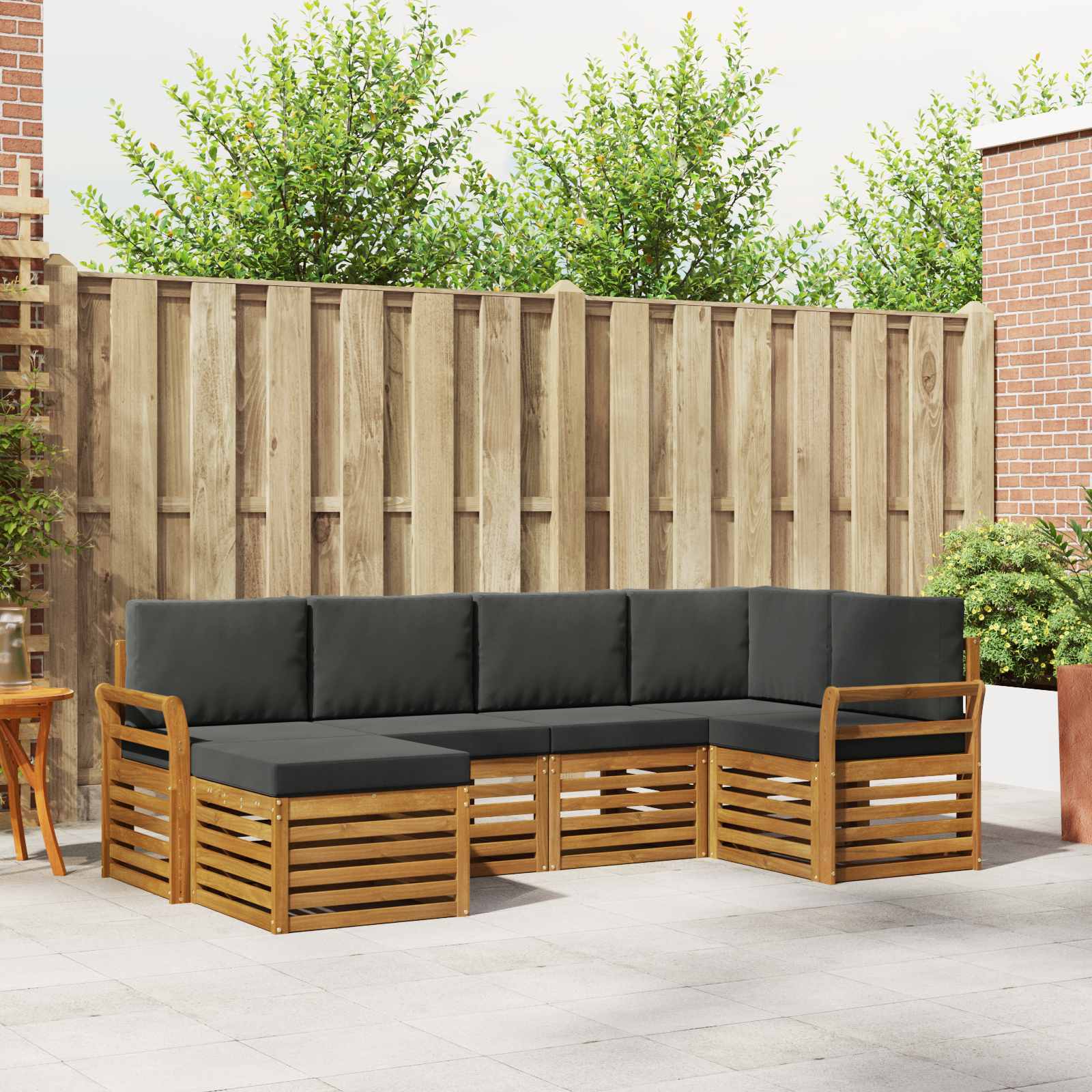 Hoekbank Set met kussen 6 pcs Natuurlijk en Antraciet is nu te koop bij PeponiXL, paradijselijk wonen!