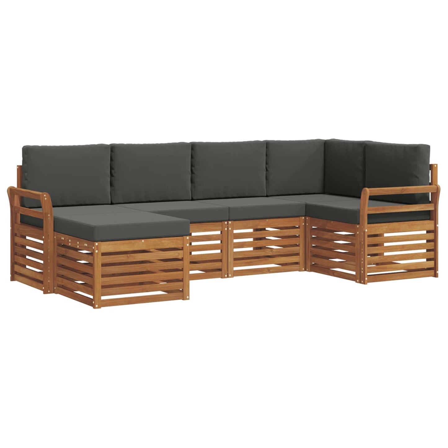 Hoekbank Set met kussen 6 pcs Natuurlijk en Antraciet is nu te koop bij PeponiXL, paradijselijk wonen!