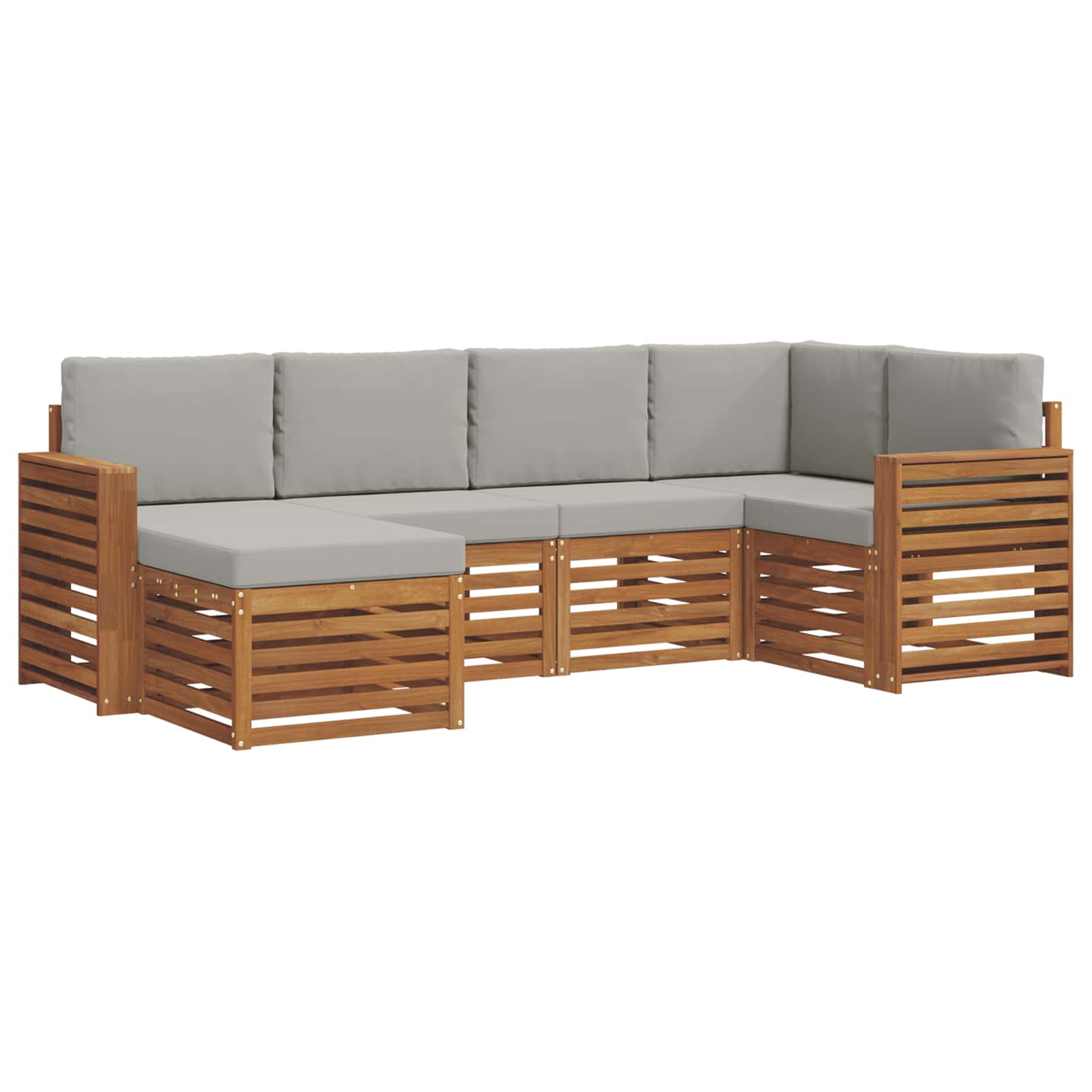 Hoekbank Set met kussen 6 pcs Natuurlijk en Lichtgrijs is nu te koop bij PeponiXL, paradijselijk wonen!