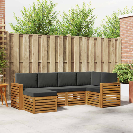 Hoekbank Set met kussen 6 pcs Natuurlijk en Antraciet is nu te koop bij PeponiXL, paradijselijk wonen!